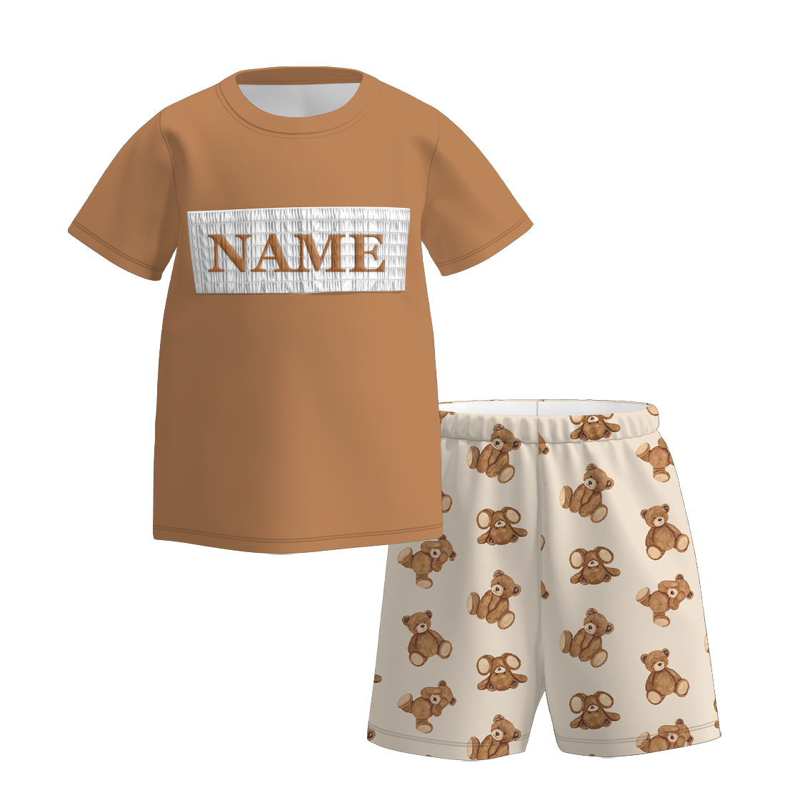 (Pre Order)Brothers Spring Bear Embroidery Smocked Set&Romper