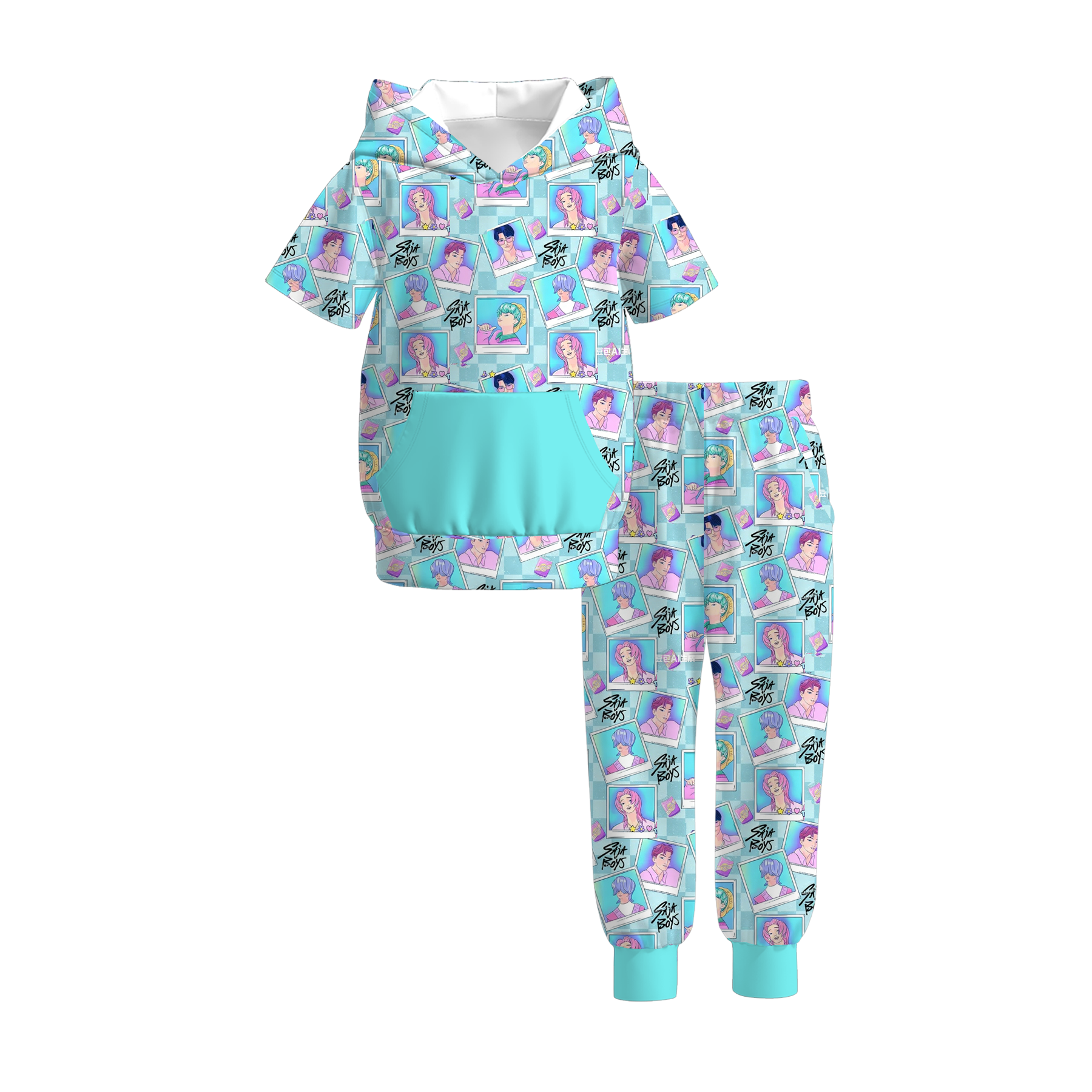 (Pre Order)Boys Spring&Summer Movie Character Print Hoodie Set