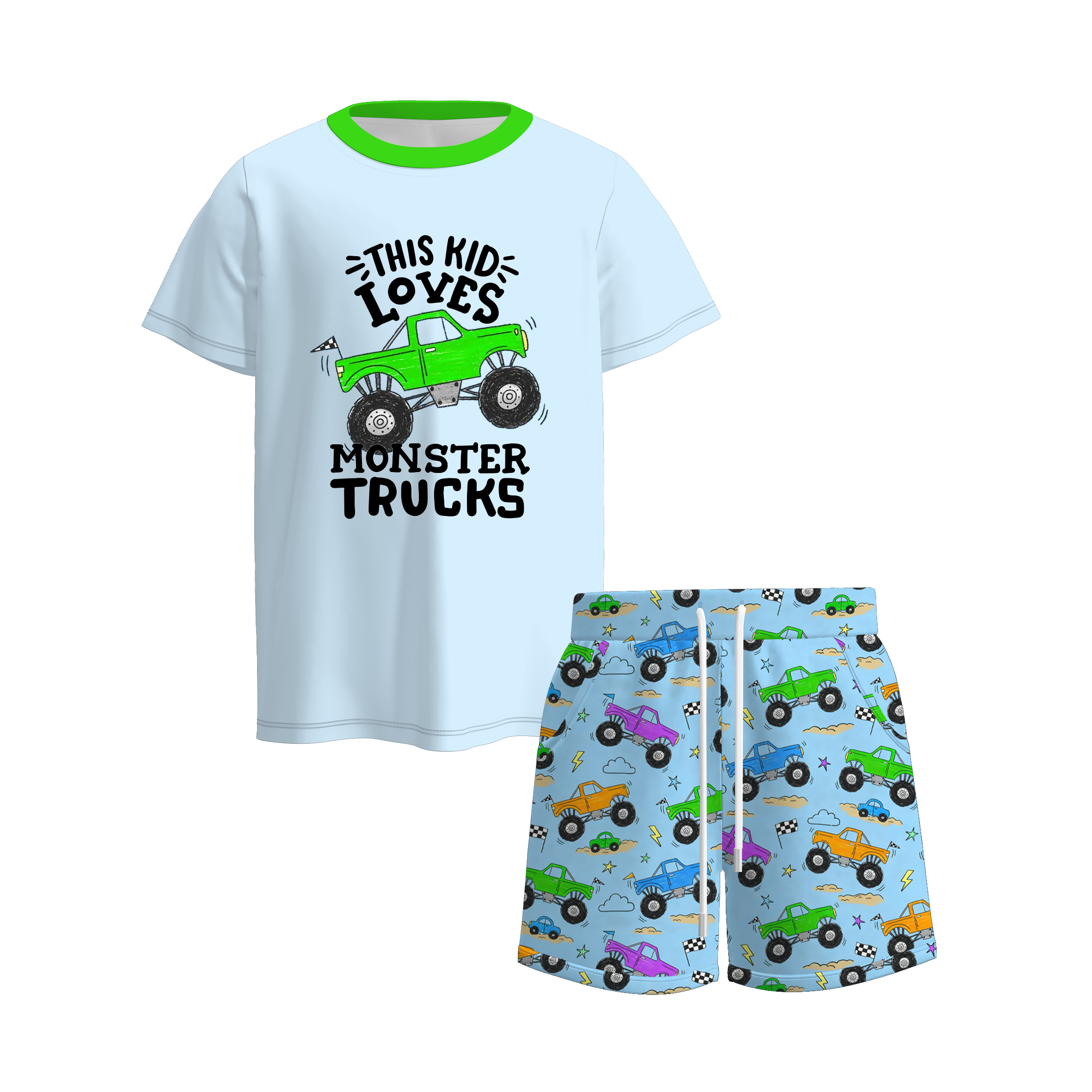 (Pre Order)Boys Spring&Summer Cartoon Print Shorts Set