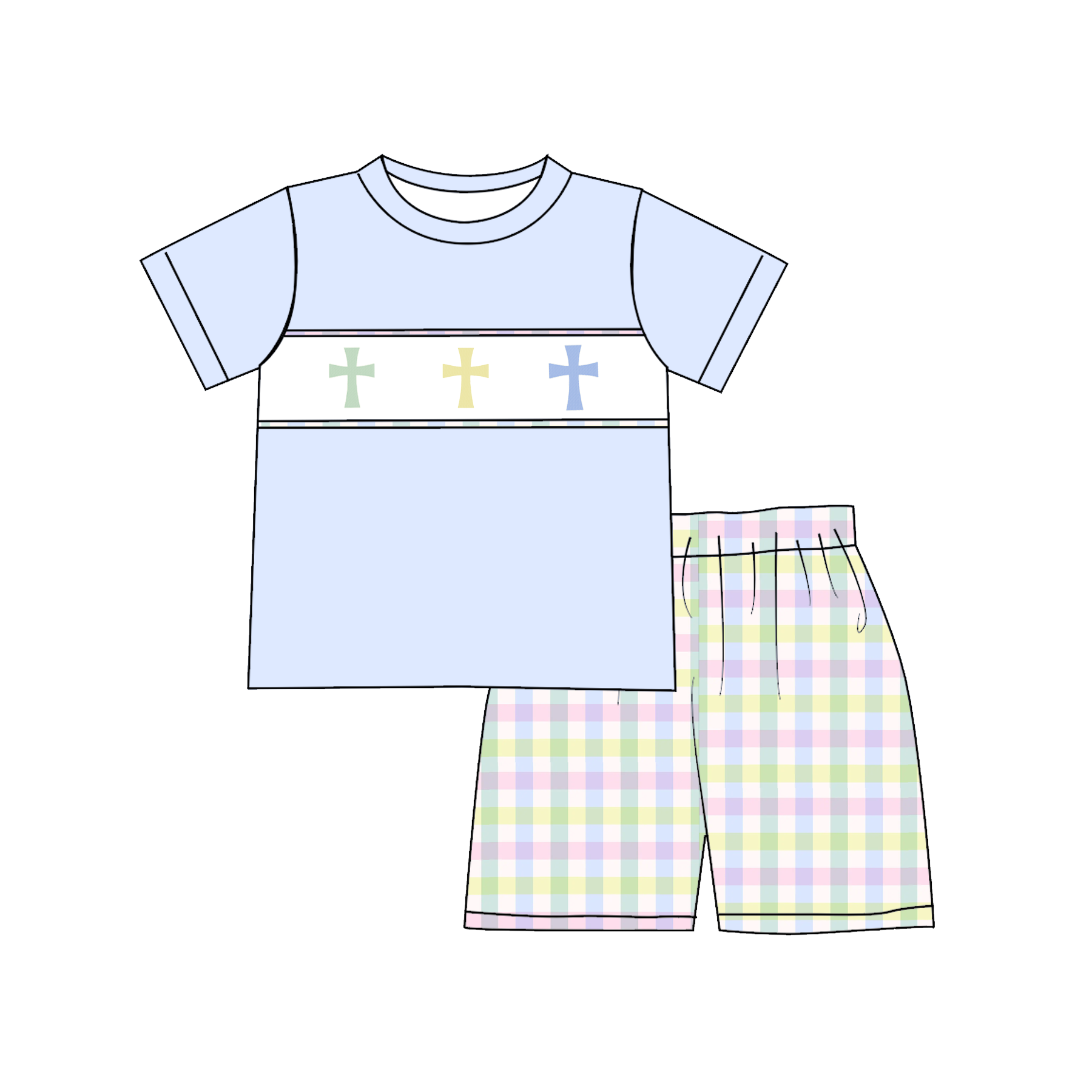 (Pre Order)Sisters Easter Cross Embroidery Smocked Dress&Romper