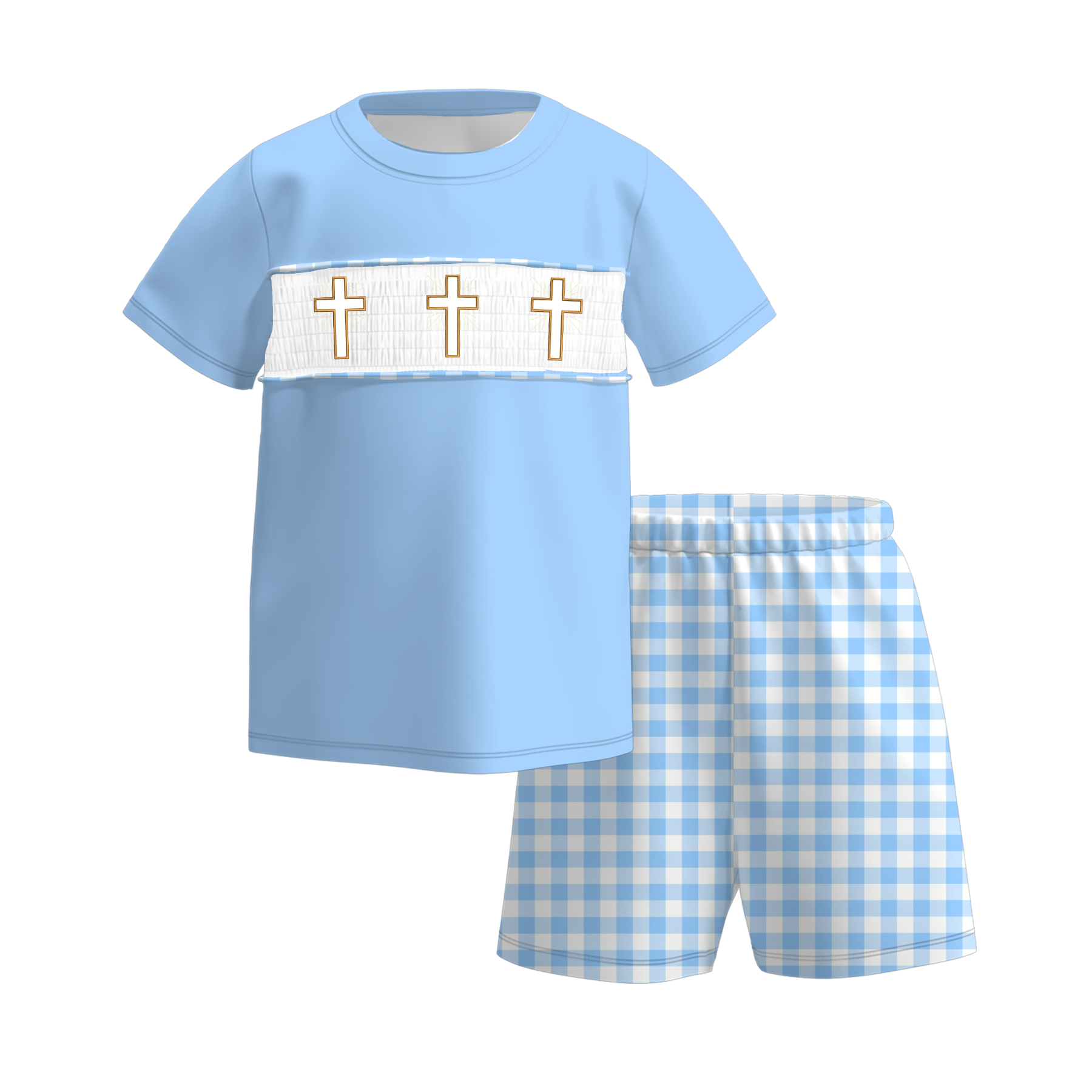 (Pre Order)Siblings Easter Cross Embroidery Dress,Set&Romper