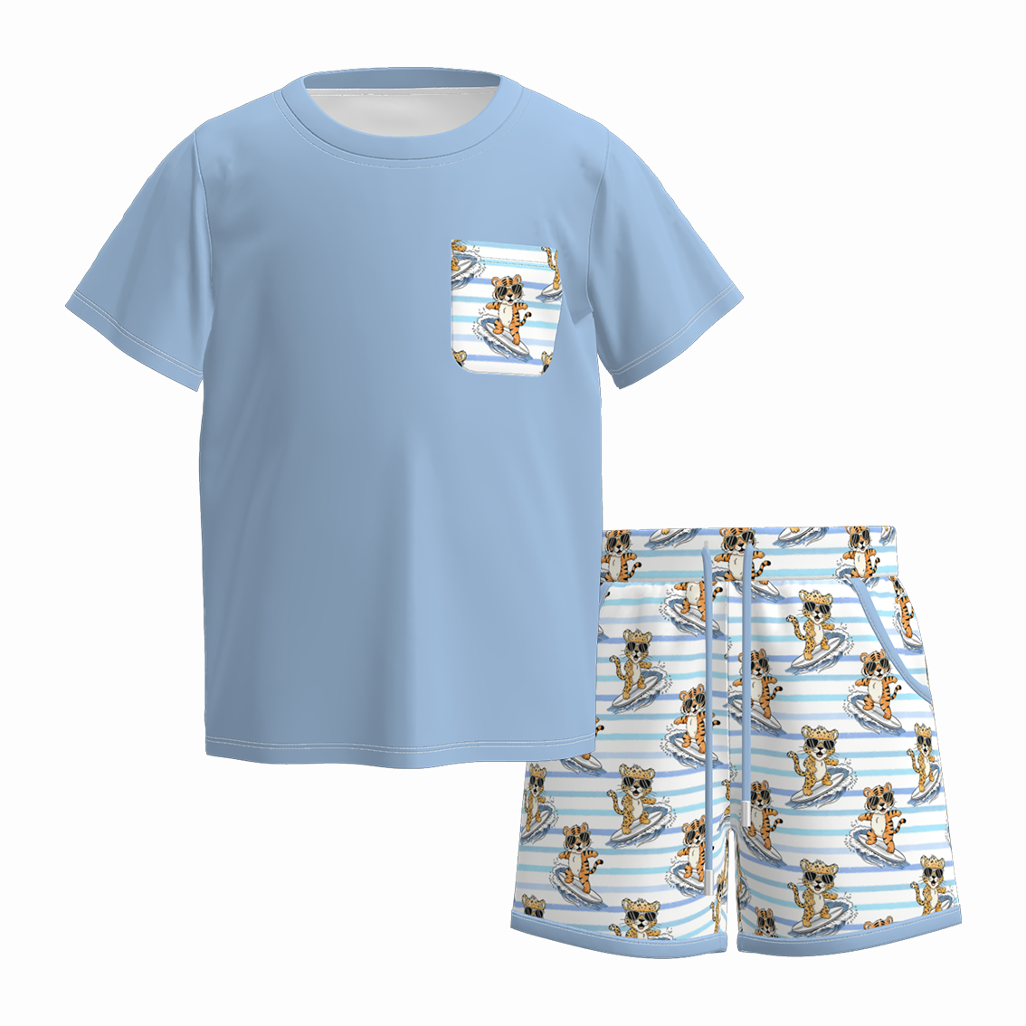 (Pre Order)Boys Spring&Summer Cartoon Print Shorts Set