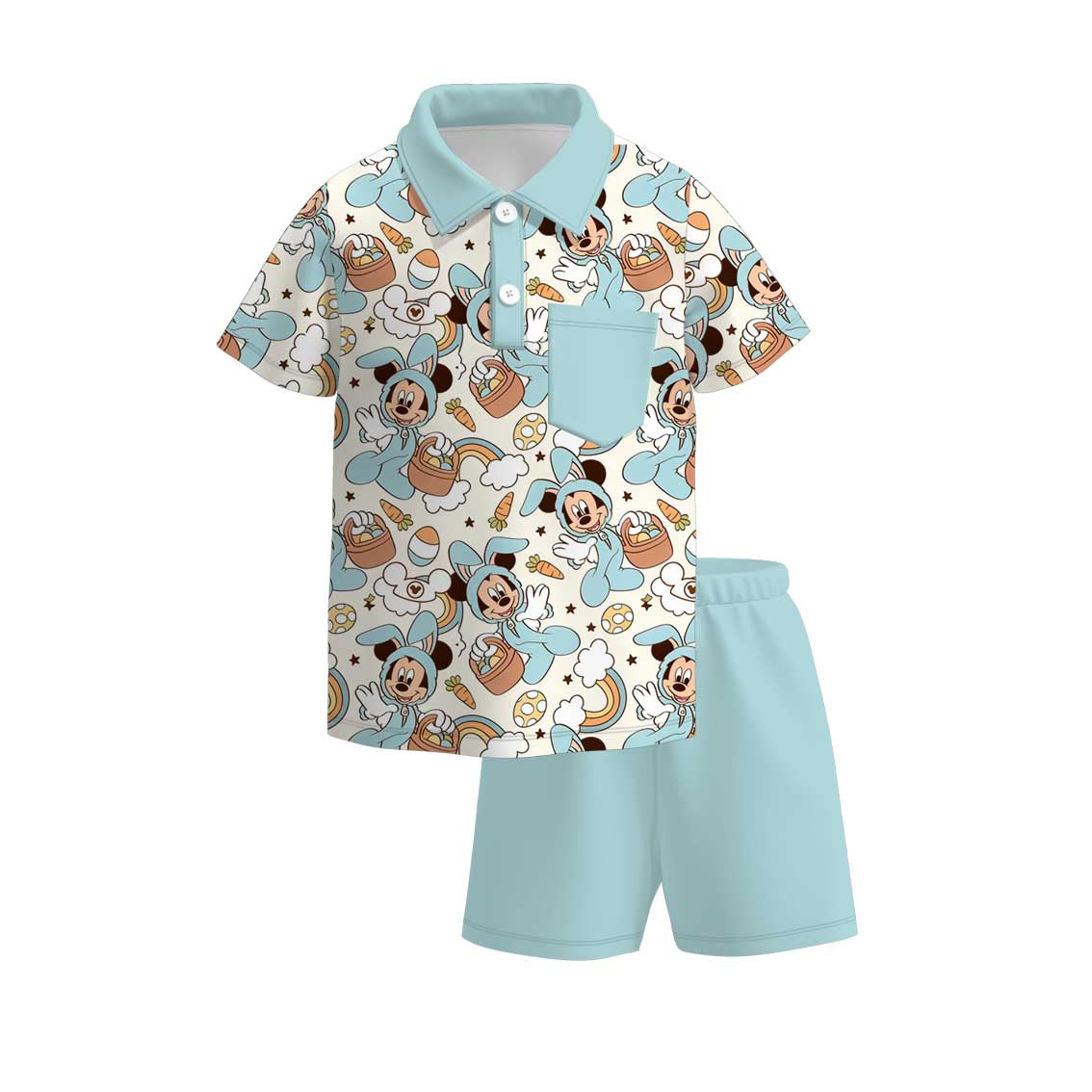 (Pre Order)Boys Easter Cartoon Print Shorts Set