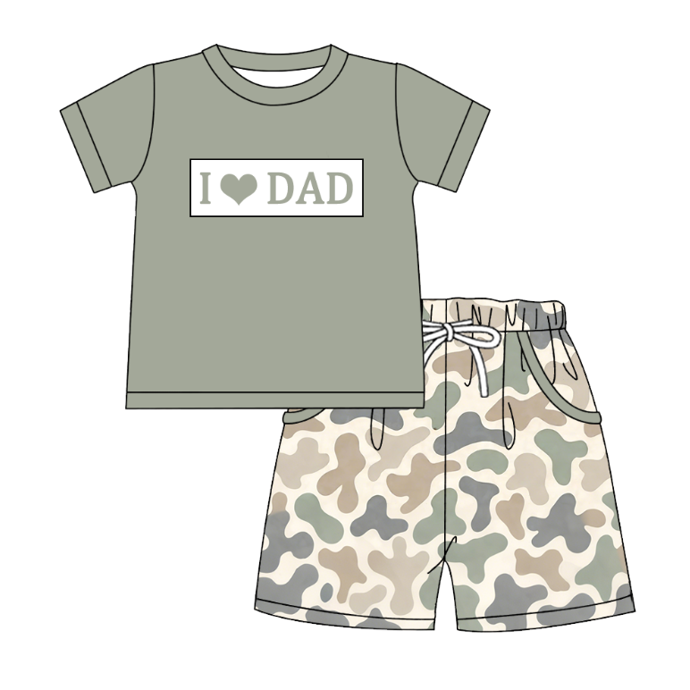 (Pre Order+Prepack Zone)Siblings I♥DAD Embroidery Smocked Dress,Set&Romper