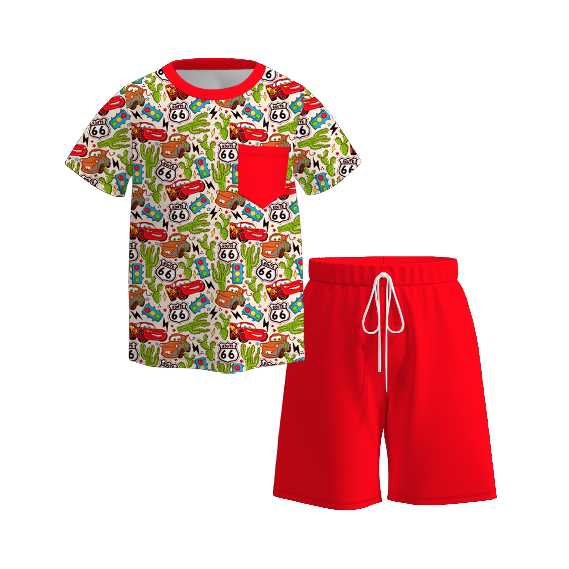 (Pre Order)Family Spring&Summer Cartoon Car Print Dress,Romper&Top