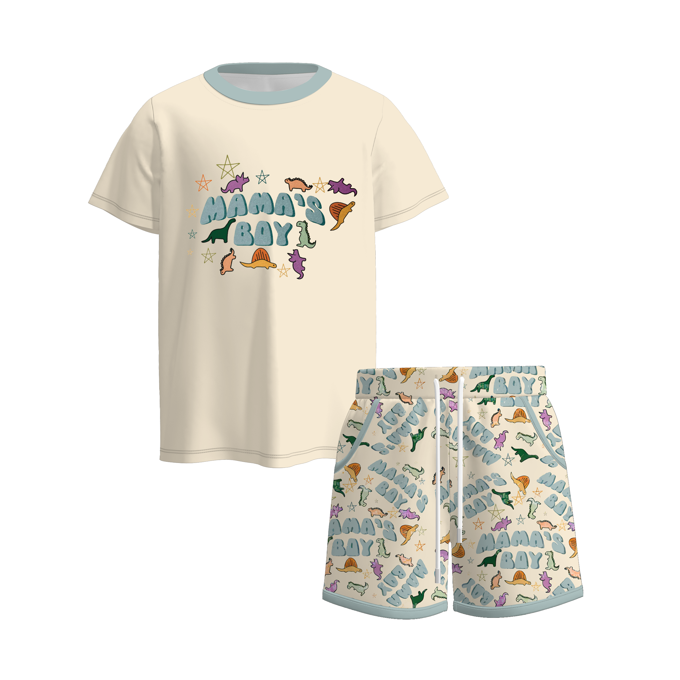 (Pre Order)Brothers MAMA'S BOY Print Set,Top&Romper