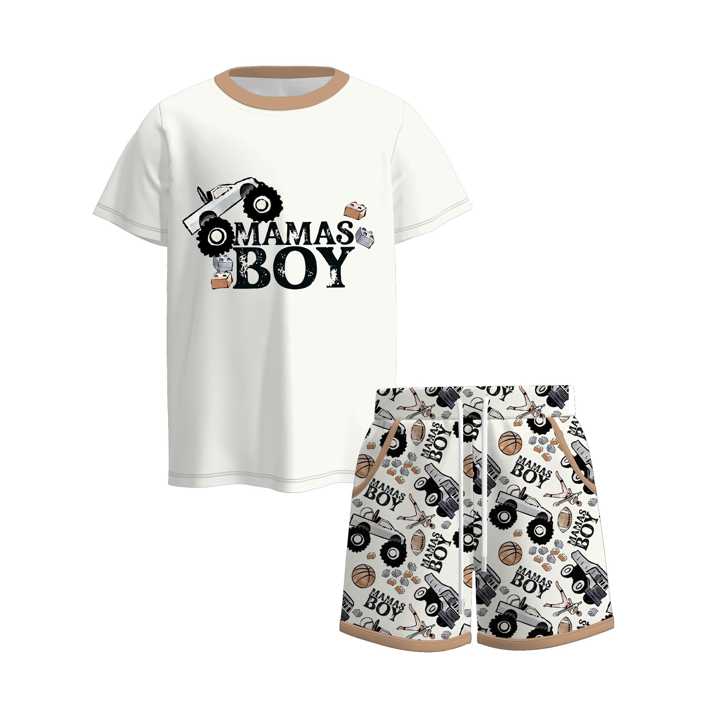 (Pre Order)Brothers MAMA'S BOY Print Set,Top&Romper