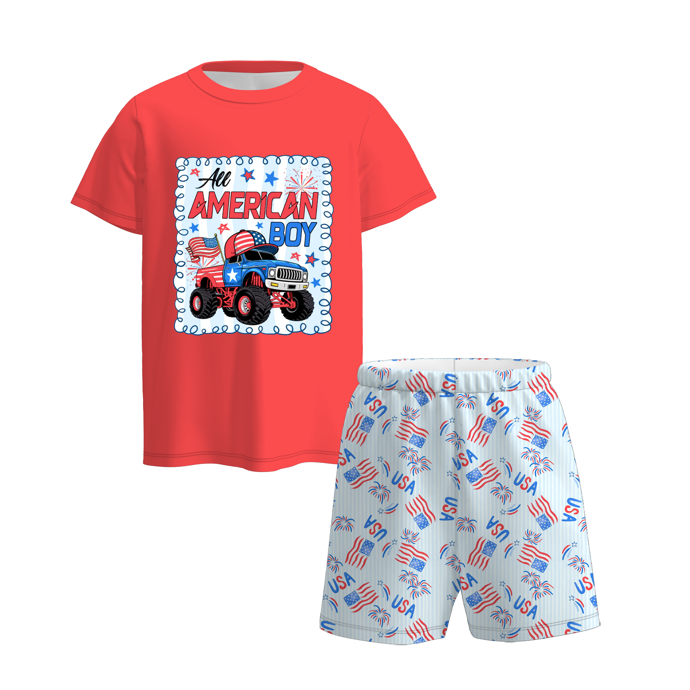 (Pre Order)Mommy and Me Patriotic Bow Print Dress,Set&Pajamas
