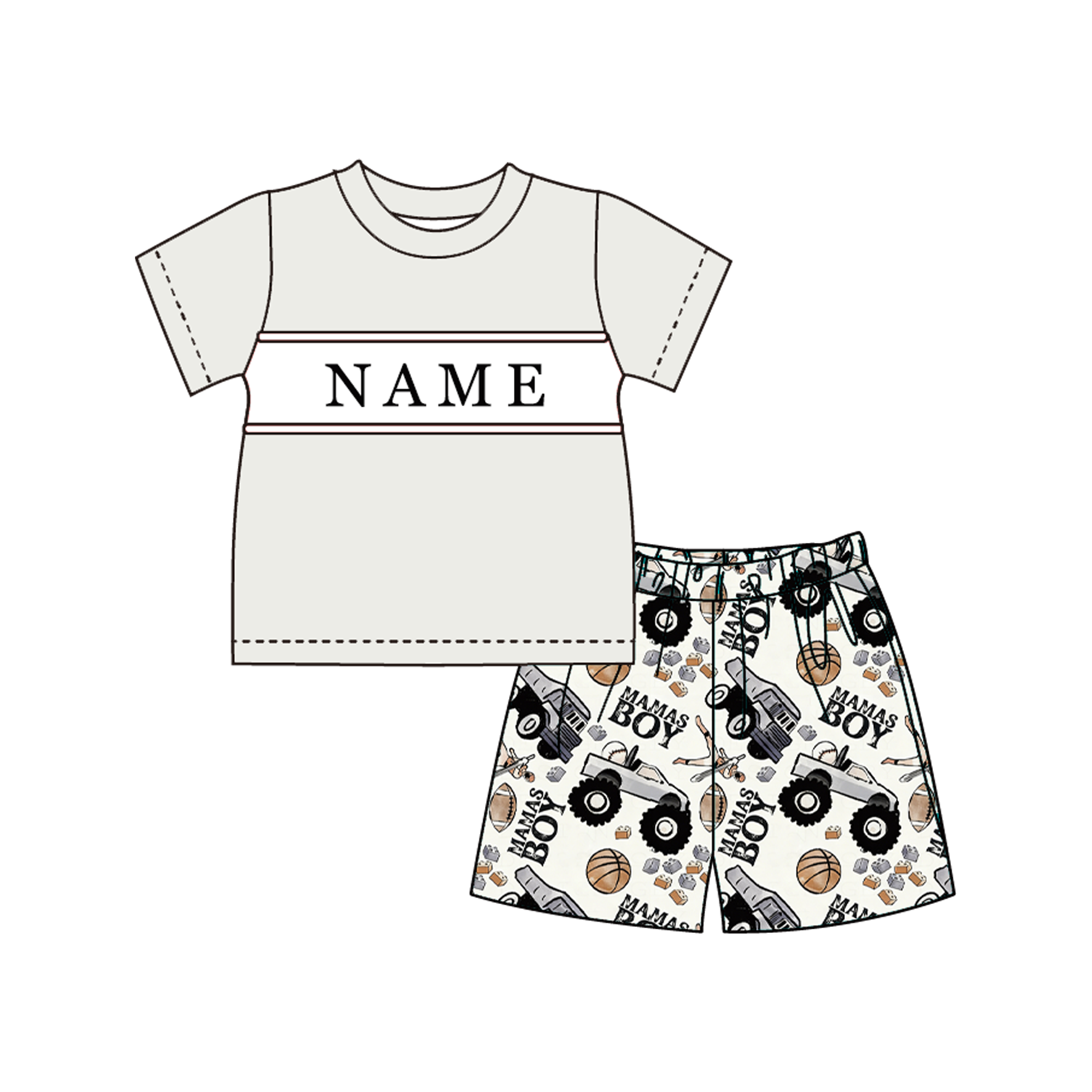 (Pre Order)Brothers MAMA'S BOY Embroidery Smocked Set&Romper-Customized name