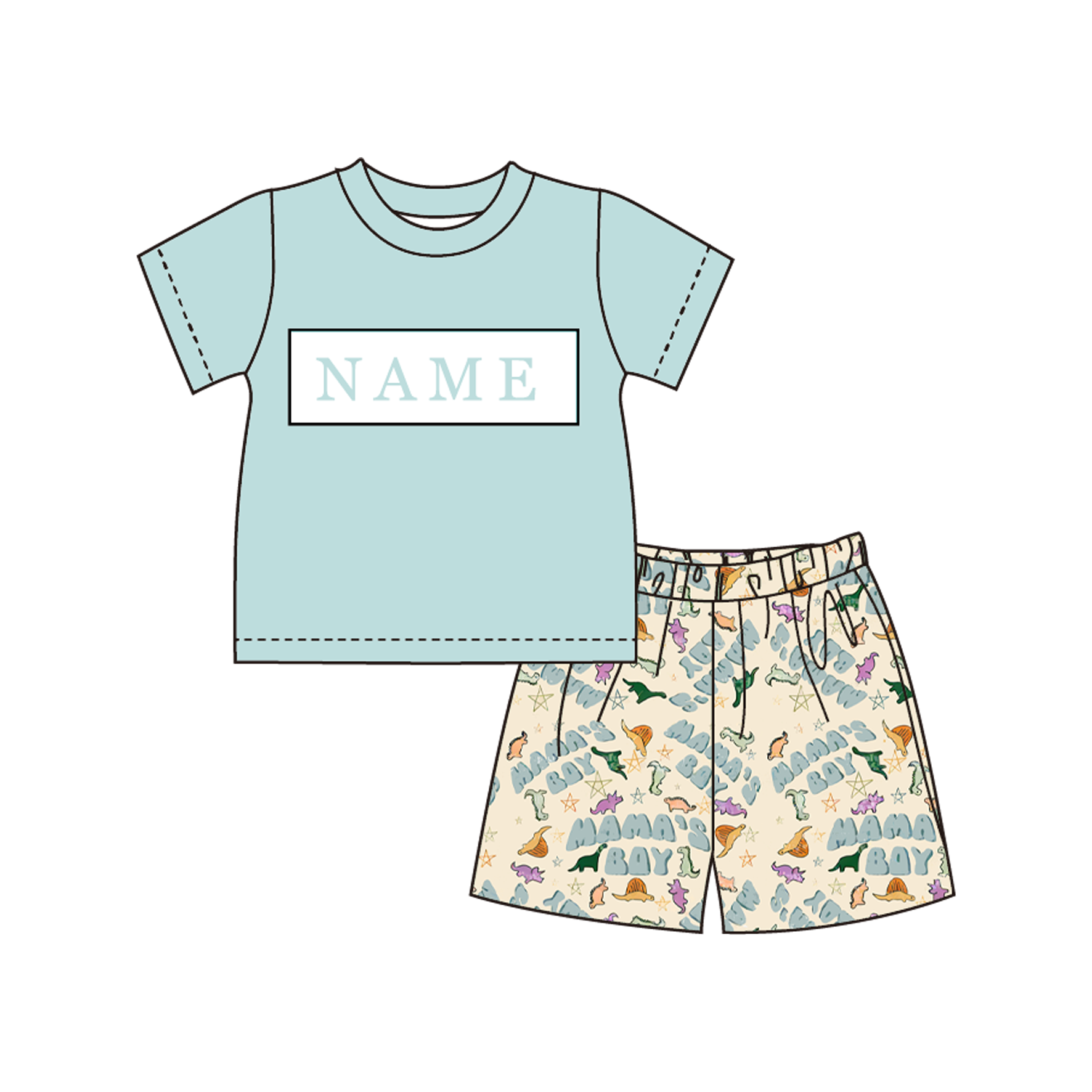 (Pre Order)Brothers MAMA'S BOY Embroidery Smocked Set&Romper-Customized name