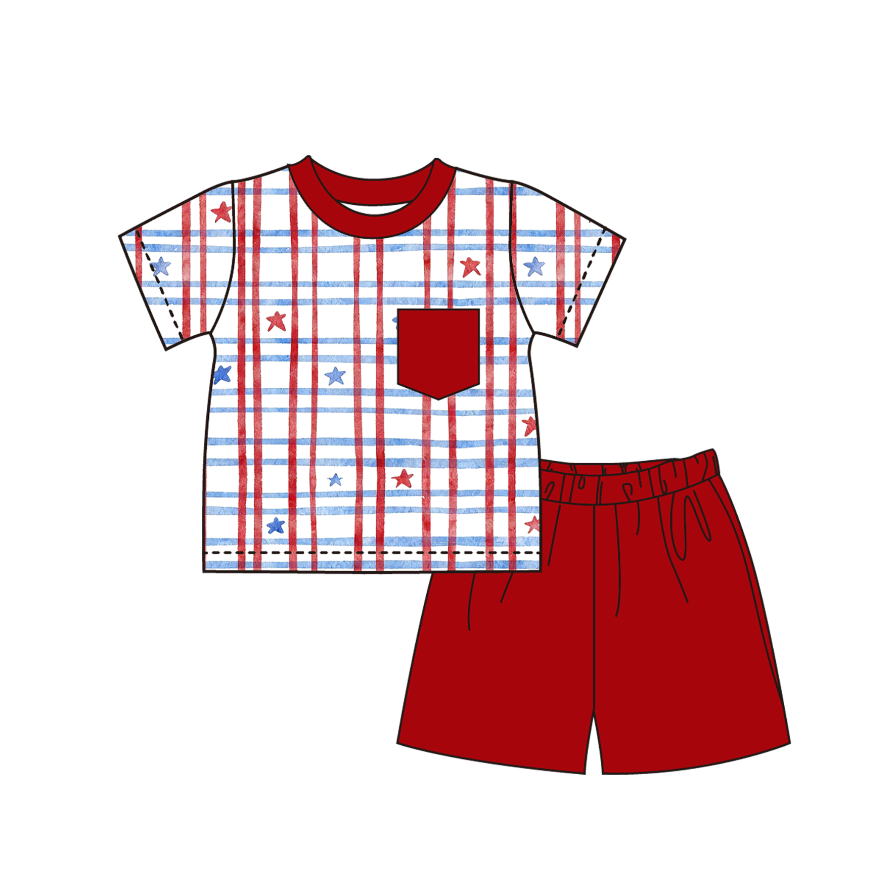 (Pre Order)Siblings Patriotic Embroidery Smocked Dress,Set&Romper-Customized name