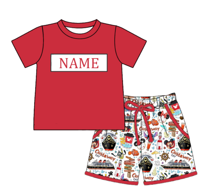 (Pre Order)Siblings Spring&Summer Cartoon Embroidery Smocked Dress,Set&Romper-Customized name