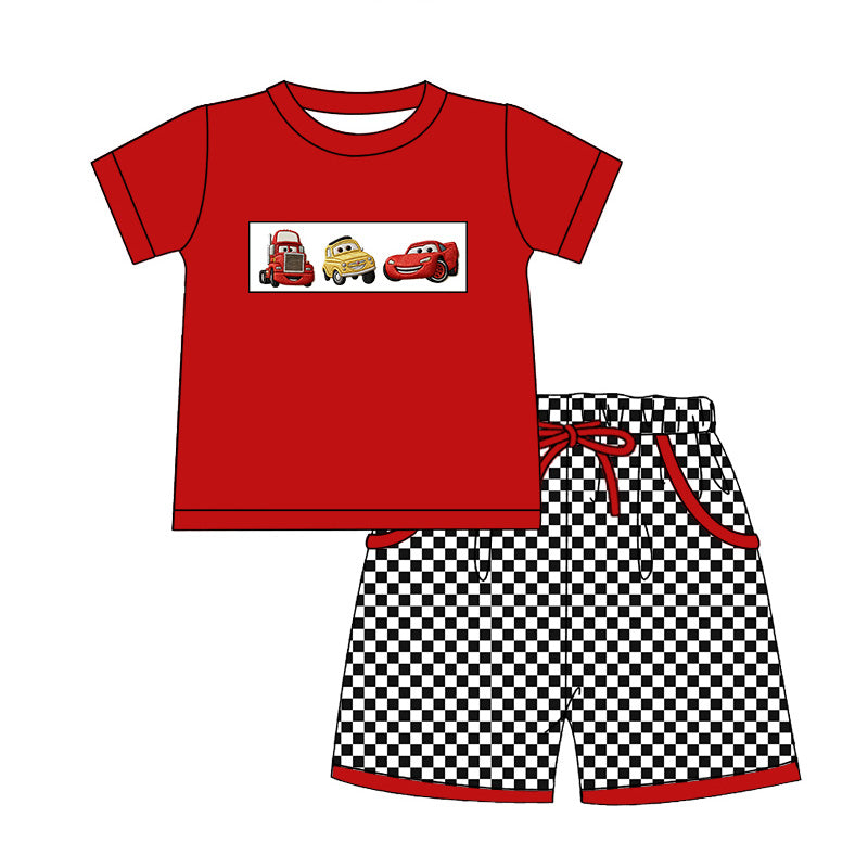 (Pre Order)Siblings Spring&Summer Cartoon Car Embroidery Smocked Dress,Set&Romper