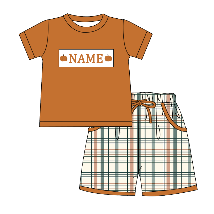 (Pre Order)Siblings Pumpkin Embroidery Smocked Set&Romper