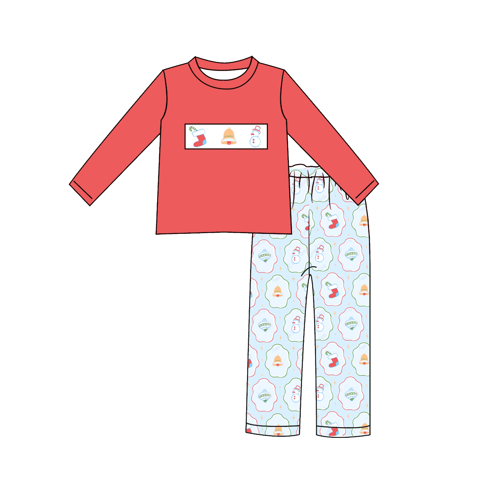 (Pre Order)Siblings Christmas Embroidery Smocked Dress,Set&Romper
