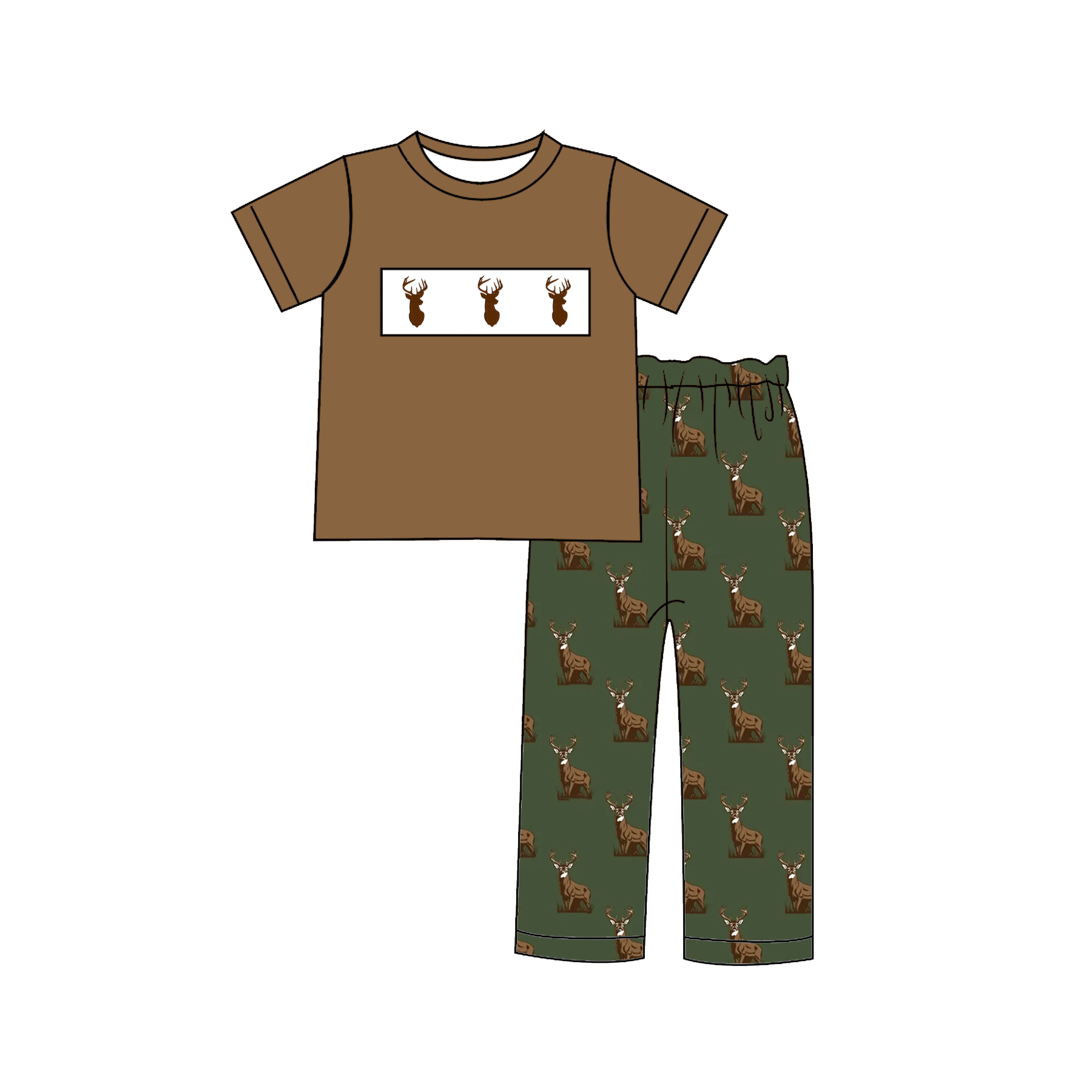 (Weekly Pre-Order)Siblings Elk Embroidery Smocked Dress,Set&Romper(Ends Wednesday)