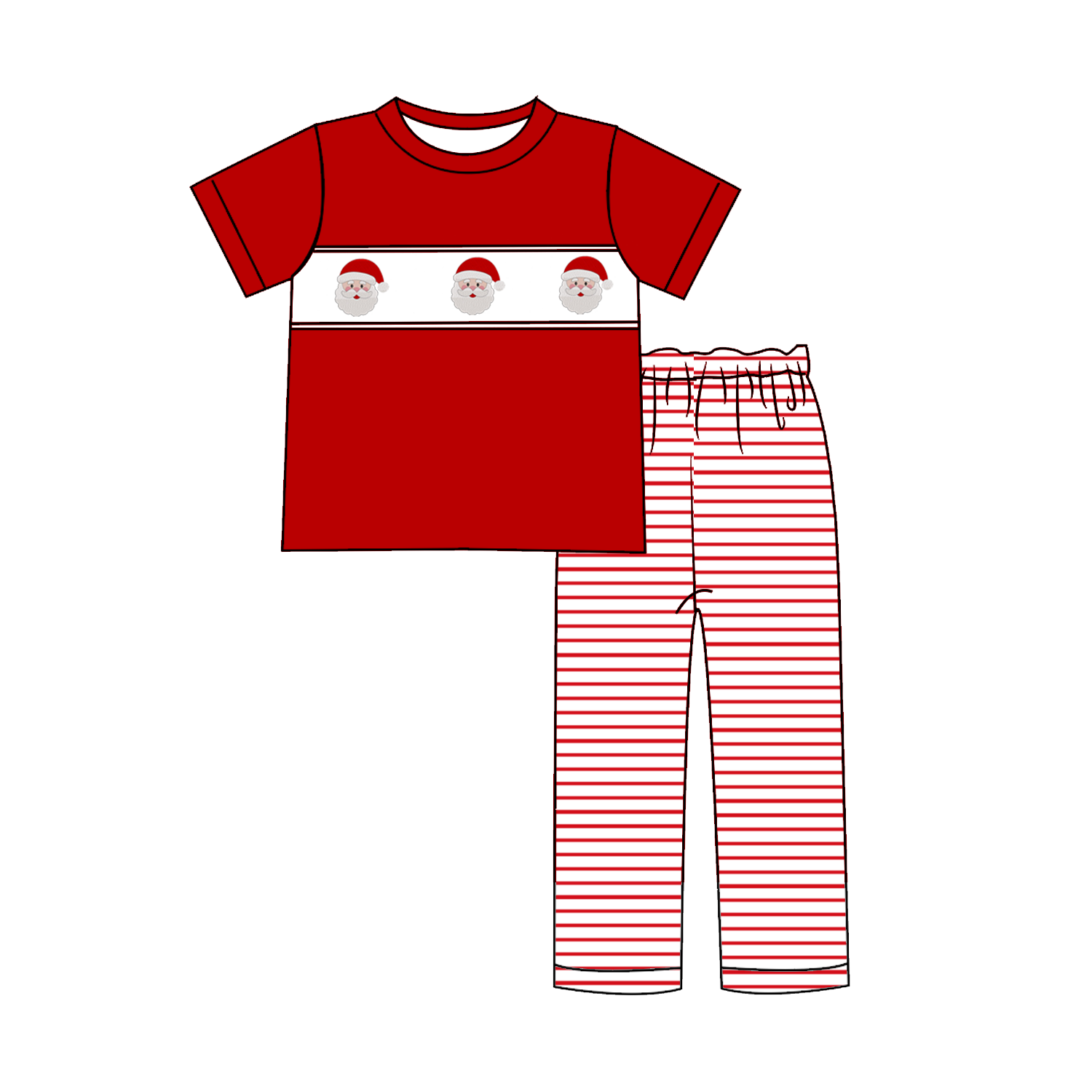 (Weekly Pre-Order)Siblings Christmas Santa Claus Embroidery Dress,Scallop Set&Romper(Ends 9.6)