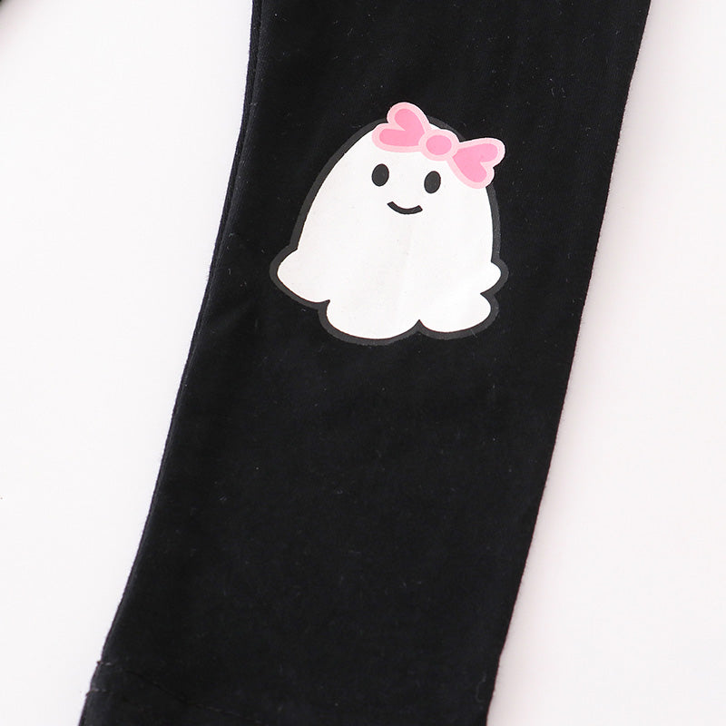 (In Stock E31-1-3 G11-2-1)Girls Halloween Ghost Embroidery Outfit Set