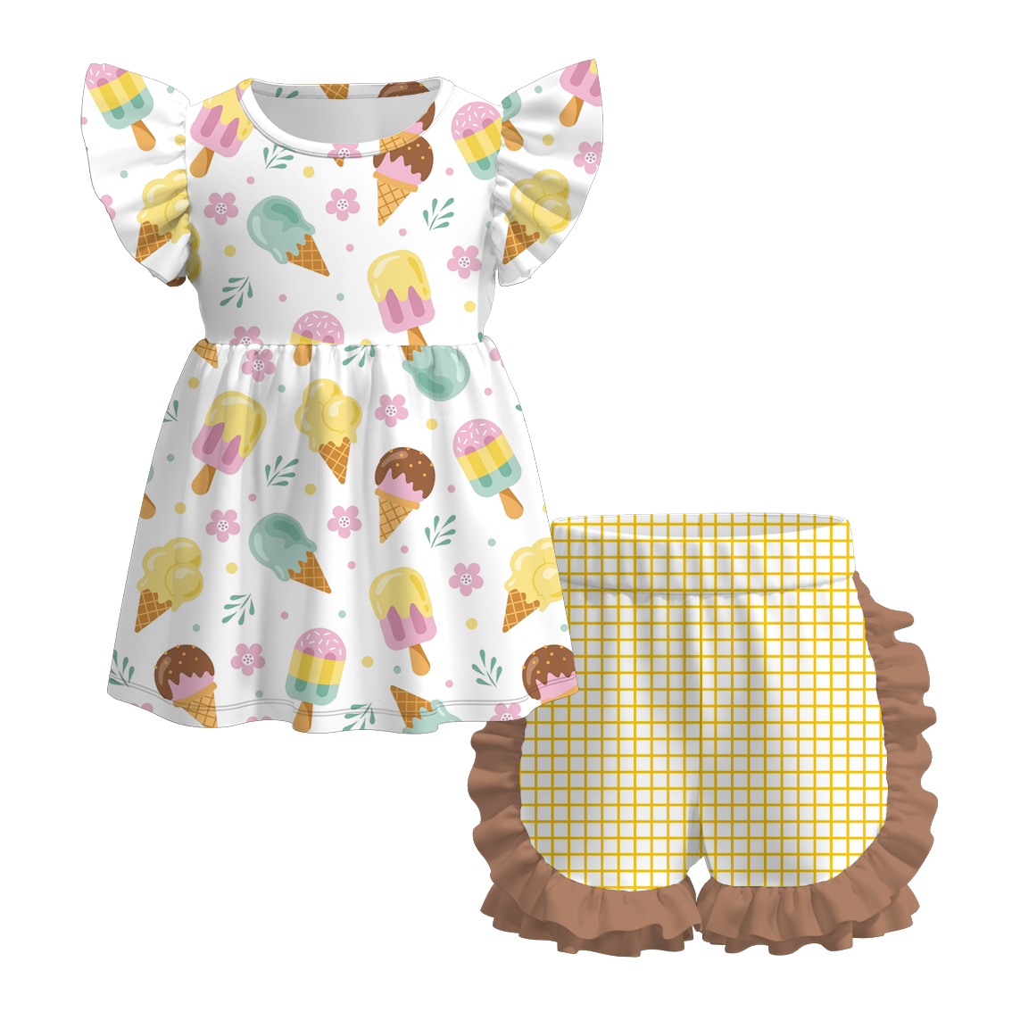 (Pre Order)Exclusive Summer Girls' Ruffled Shorts Set