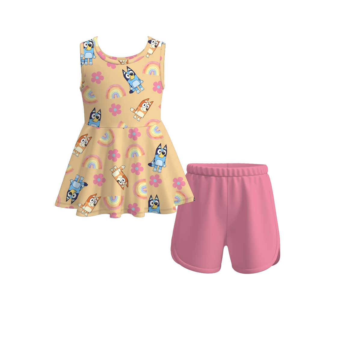(Pre Order)Girls Character Cartoon Shorts Set