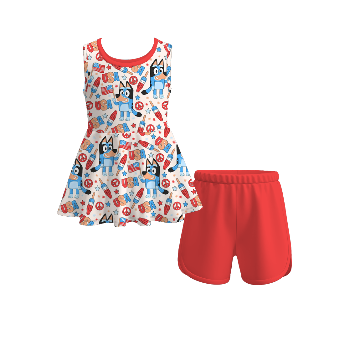 (Pre Order)Girls Character Cartoon Shorts Set