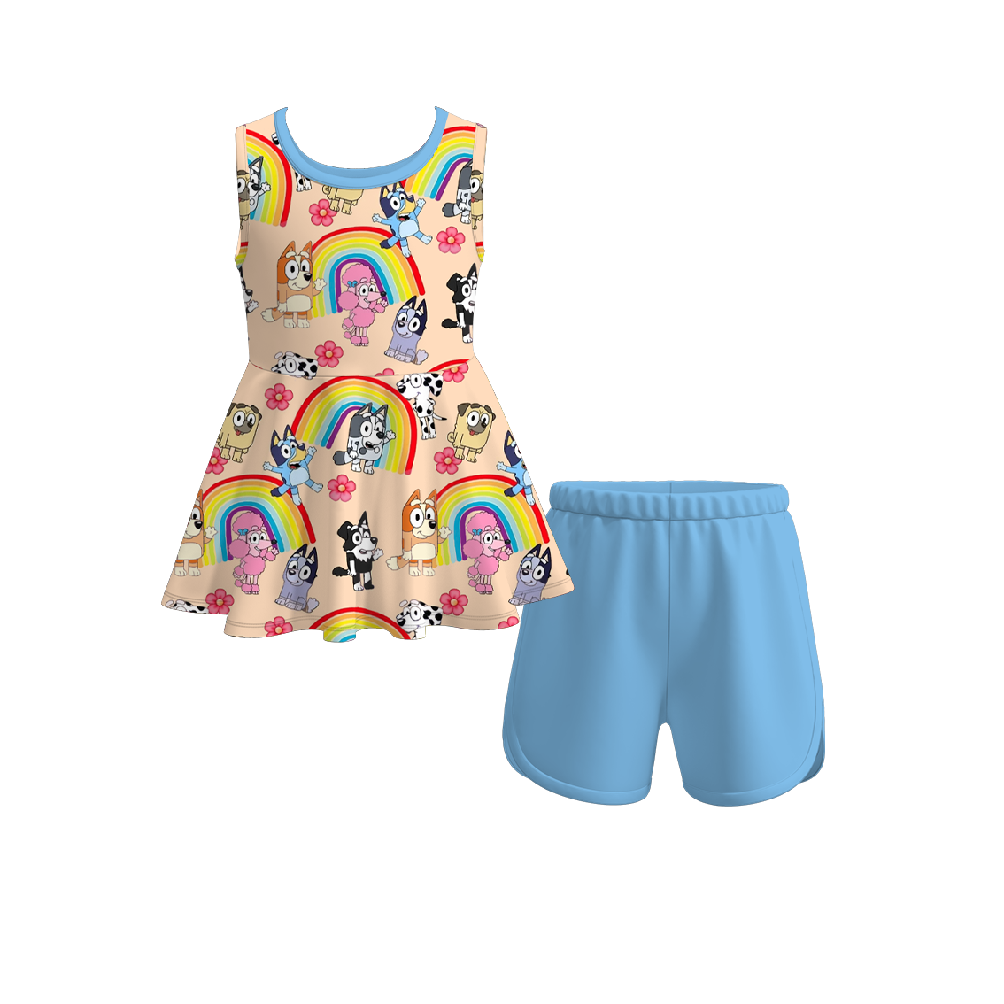 (Pre Order)Girls Character Cartoon Shorts Set