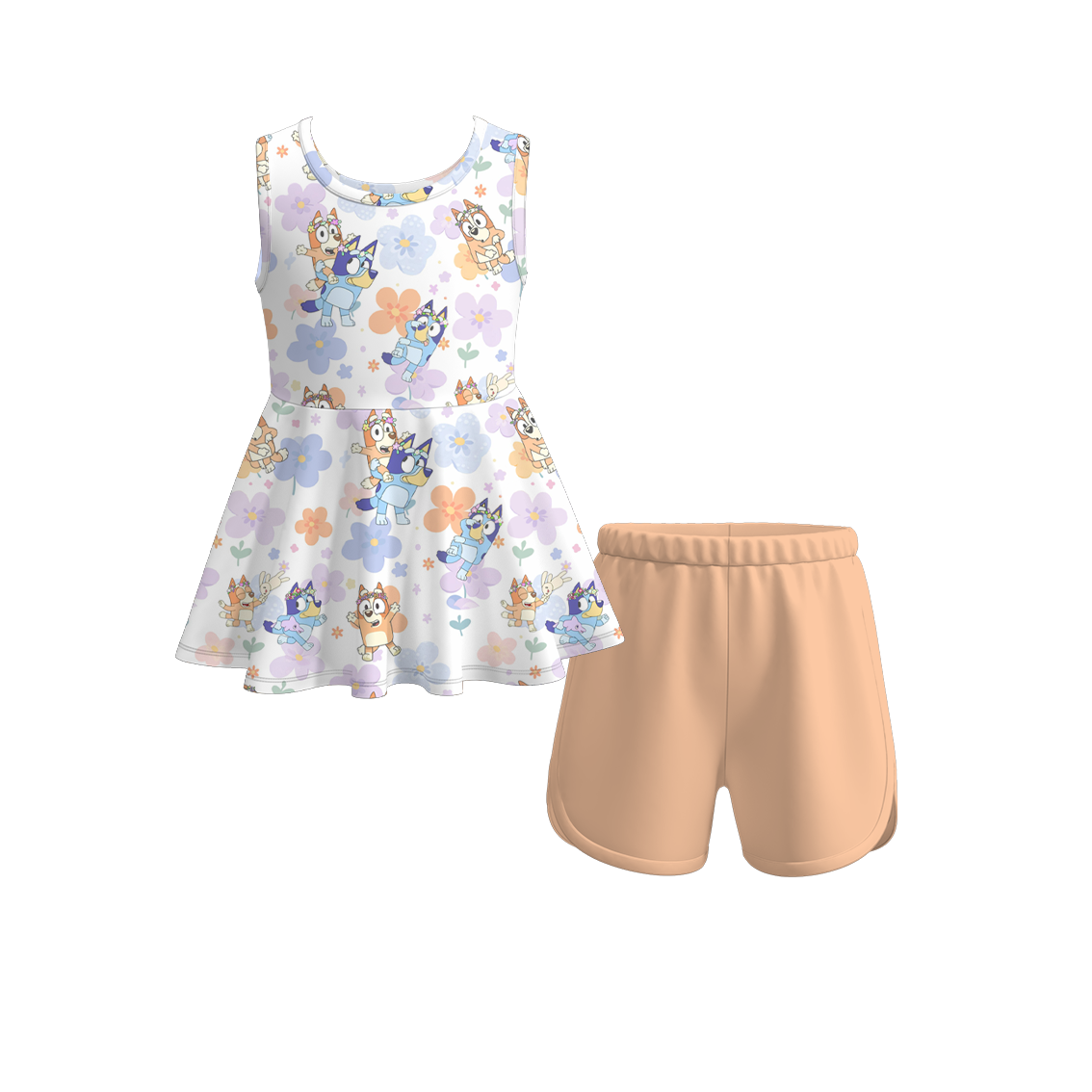 (Pre Order)Girls Character Cartoon Shorts Set