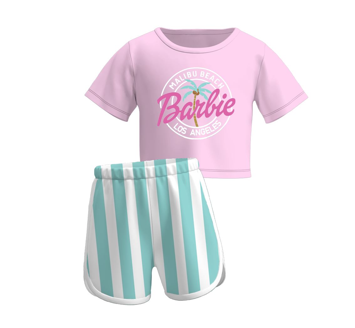 (Pre Order)Girls Barbie Summer Shorts Set
