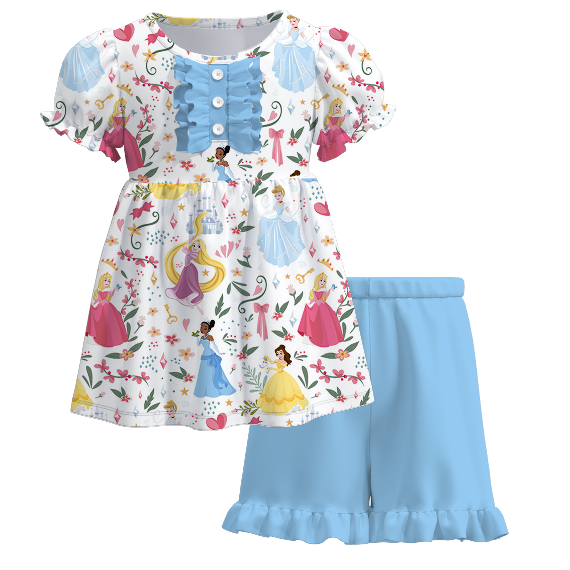 (Pre Order)Girls Summer Ruffled Short Set