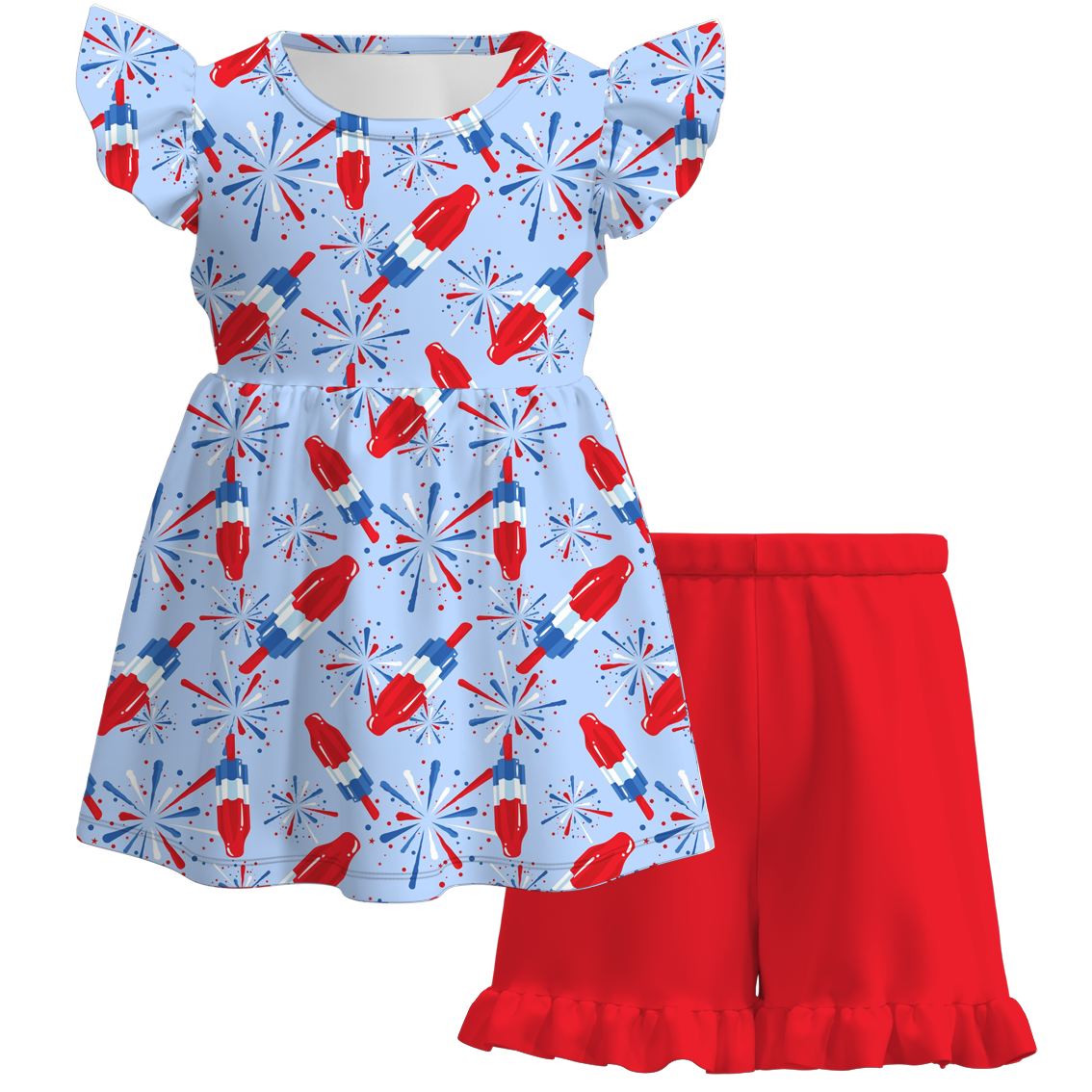 (Pre Order)4th Of July Grils Short Set
