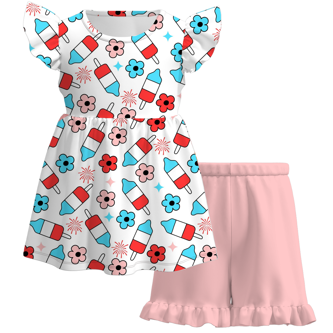 (Pre Order)4th Of July Grils Short Set
