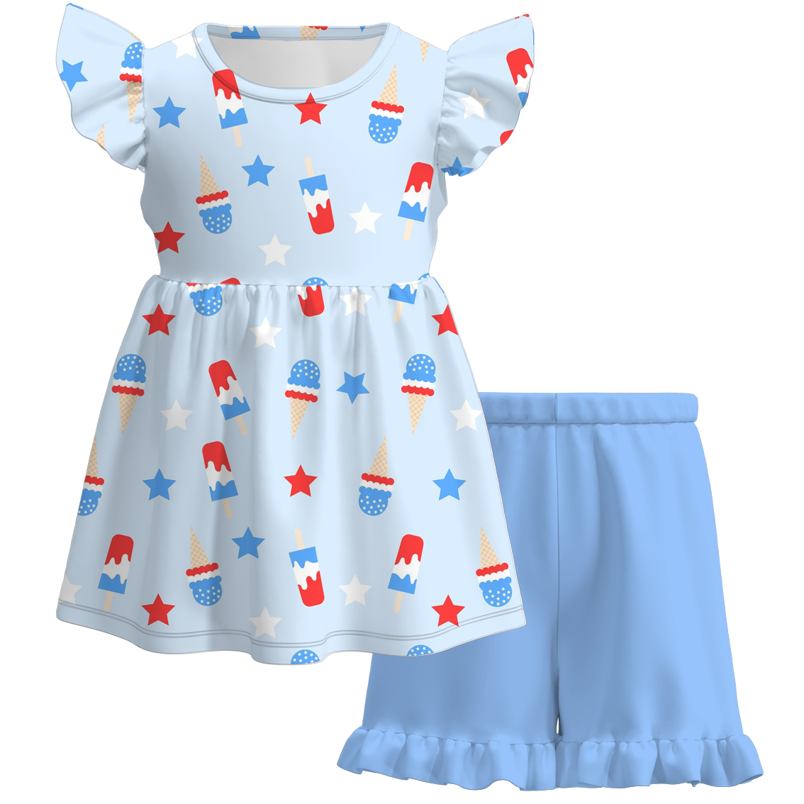 (Pre Order)4th Of July Grils Short Set