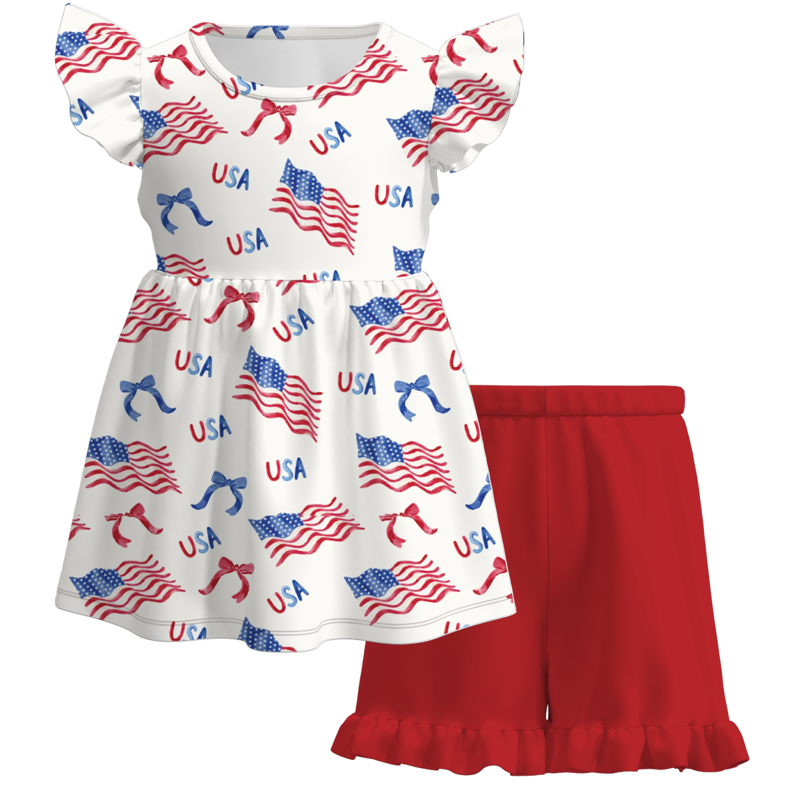 (Pre Order)4th Of July Grils Short Set