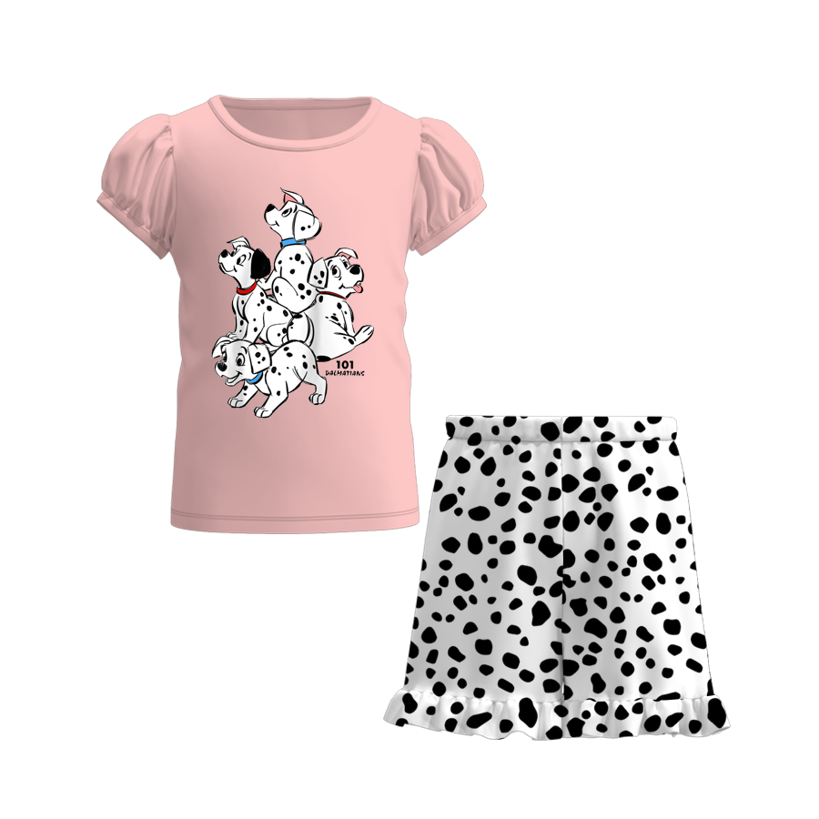 (Pre Order)Girls Summer Cartoon Ruffle Sleeve Short Set