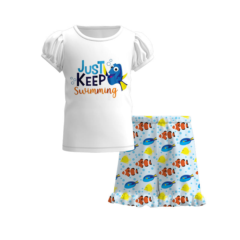 (Pre Order)Girls Summer Characters Short Set