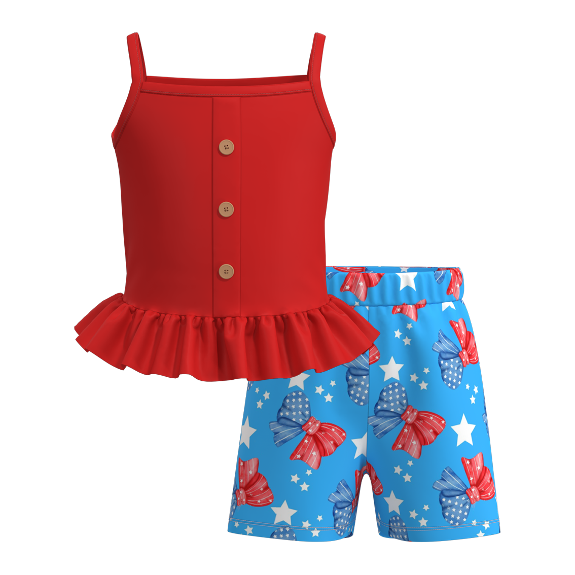 (Pre Order)Patriotic Print 2 Pcs Shorts Set