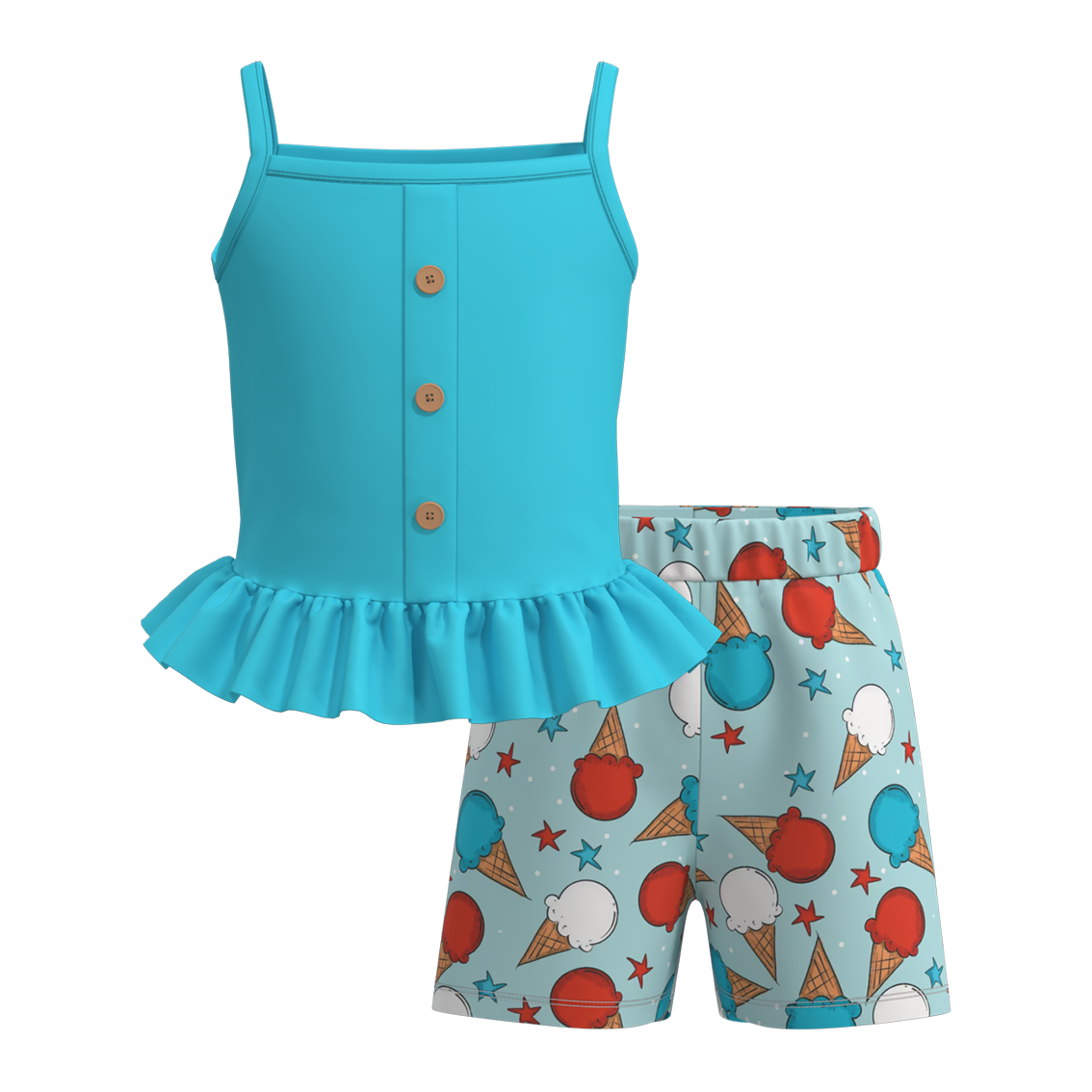 (Pre Order)Patriotic Print 2 Pcs Shorts Set