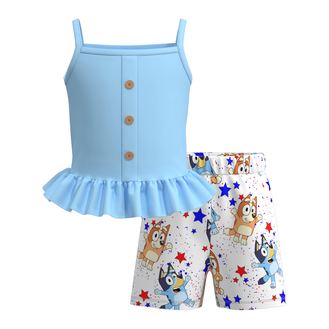 (Pre Order)Patriotic Print 2 Pcs Shorts Set