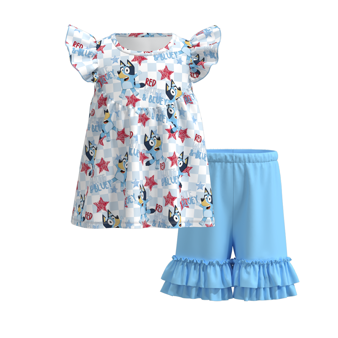 (Pre Order)Girls Summer Cartoon Print Short Set