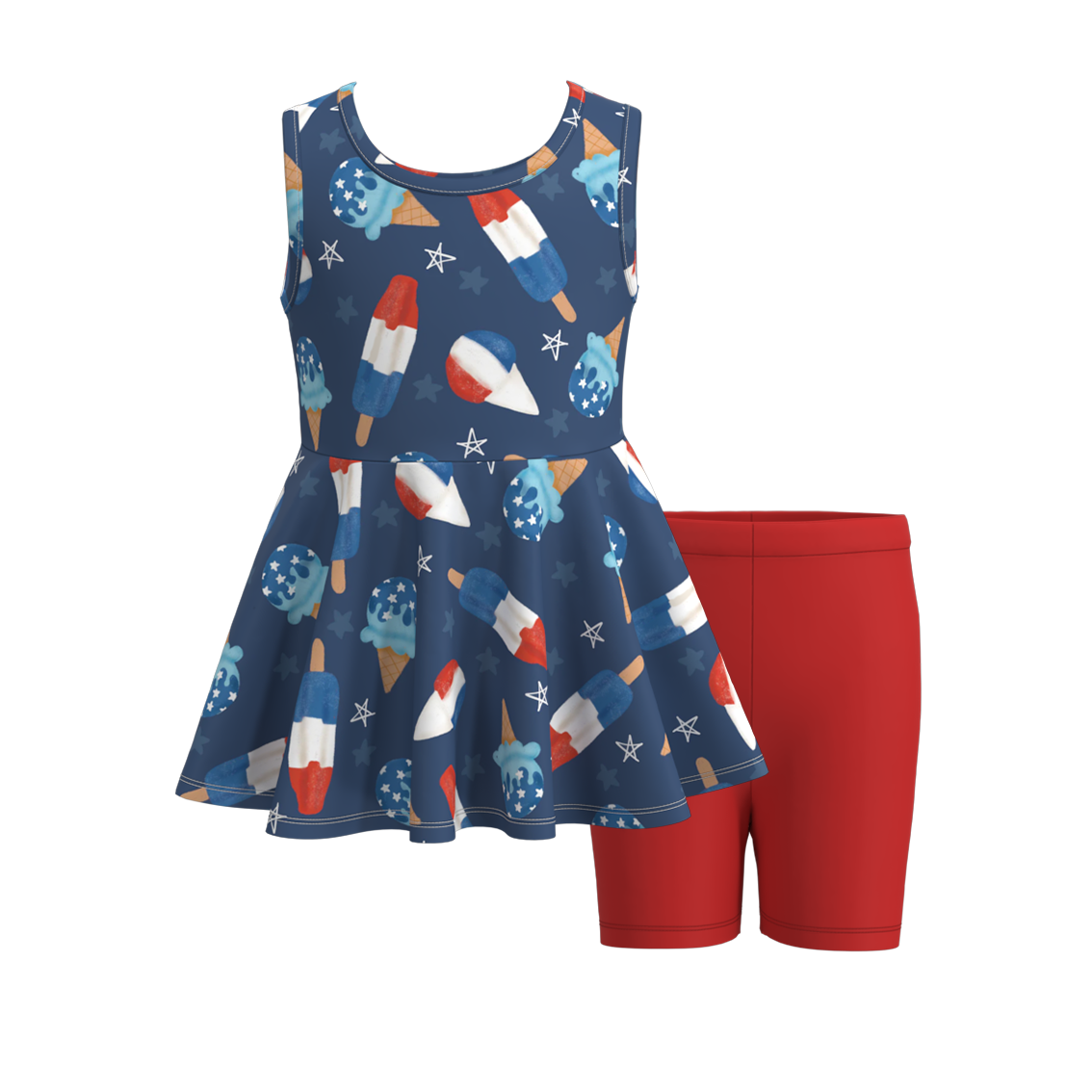 (Pre Order)Girls Summer Ice Cream Print Short Set