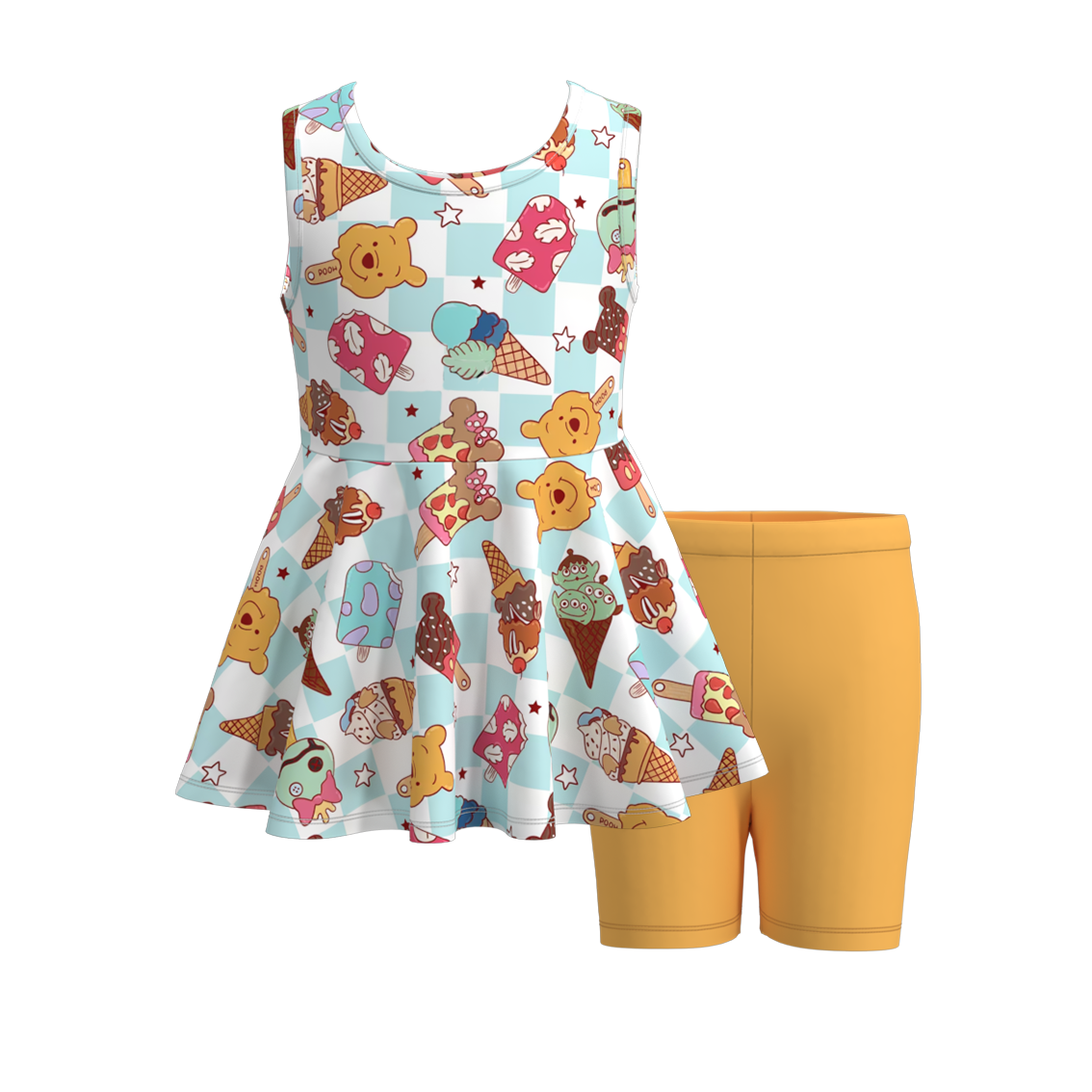 (Pre Order)Girls Summer Ice Cream Print Short Set