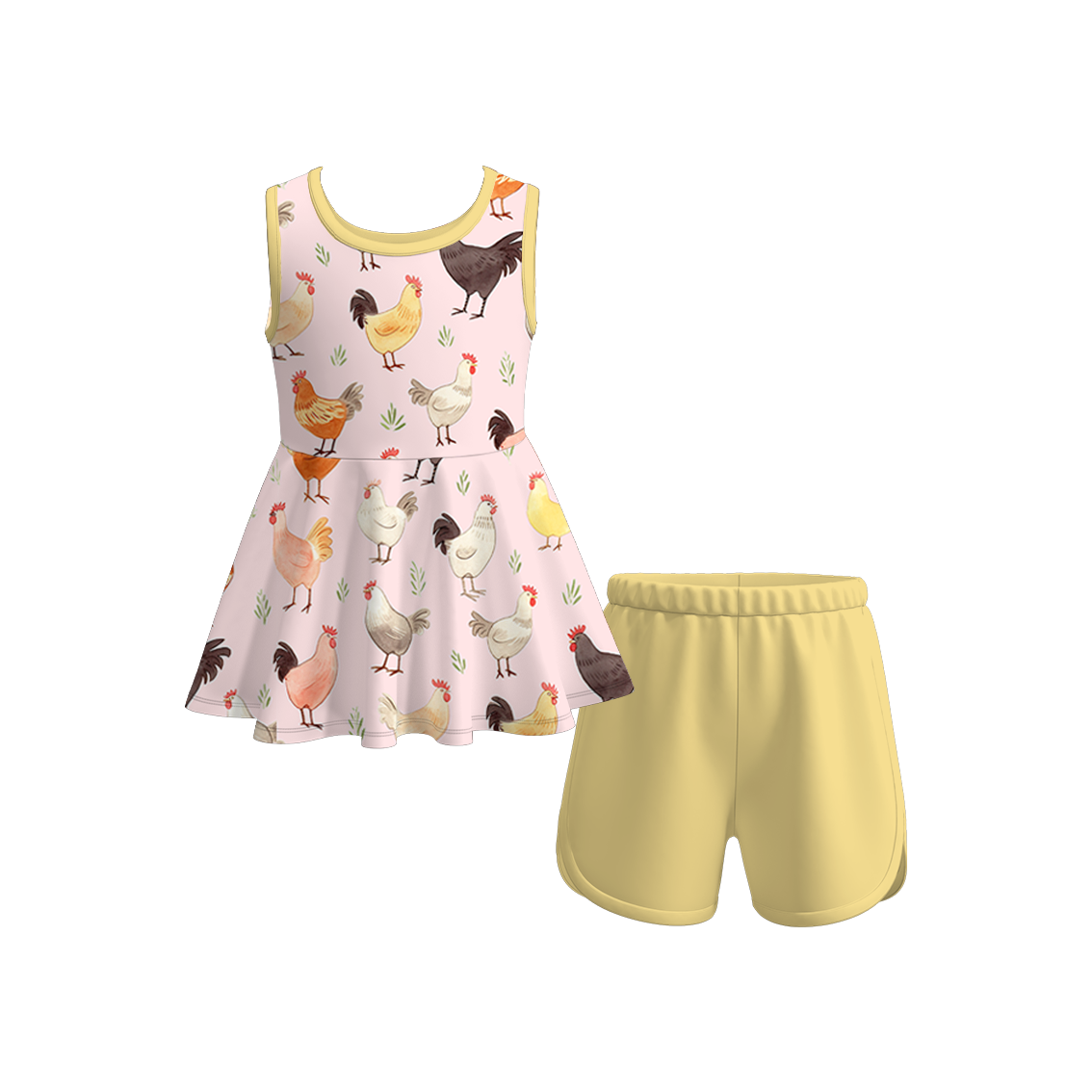 (Pre Order)Girls Summer Farm Print Short Set