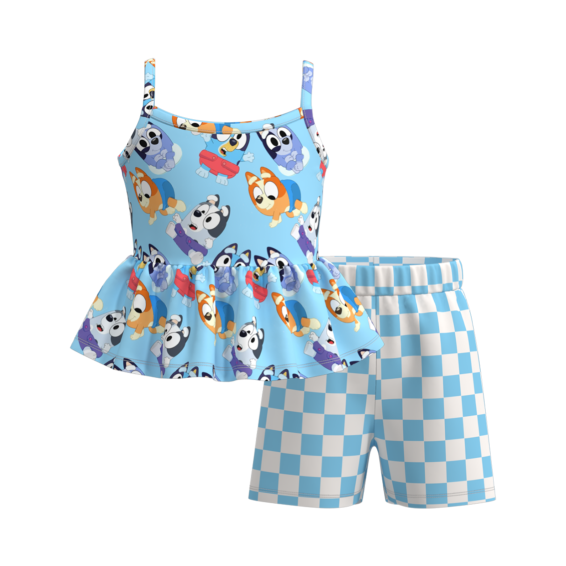 (Pre Order)Girls Summer Cartoon Print Slip Short Set