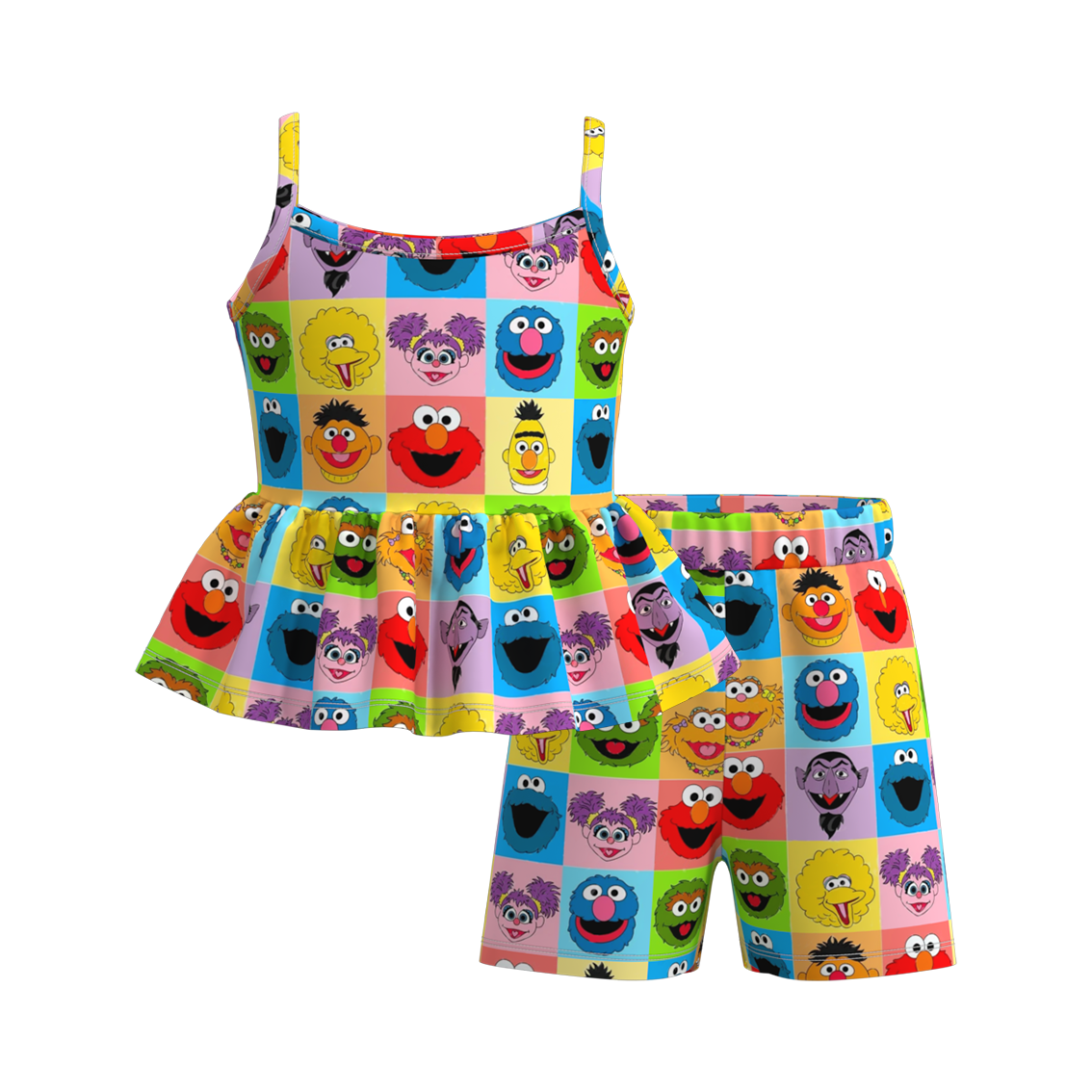 (Pre Order)Girls Summer Cartoon Print Slip Short Set