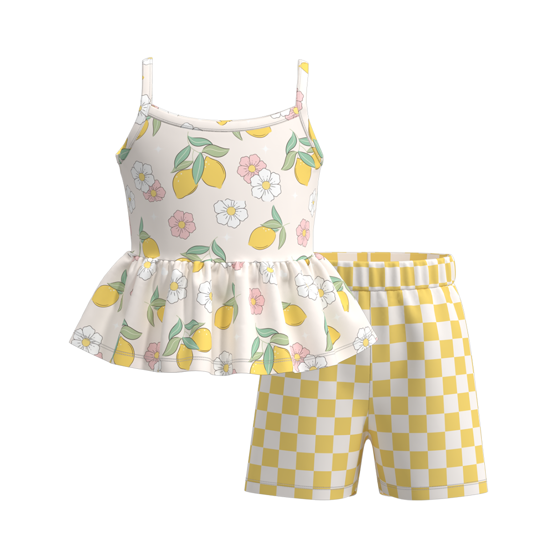 (Pre Order)Girls Summer Ice Cream Print Slip Short Set