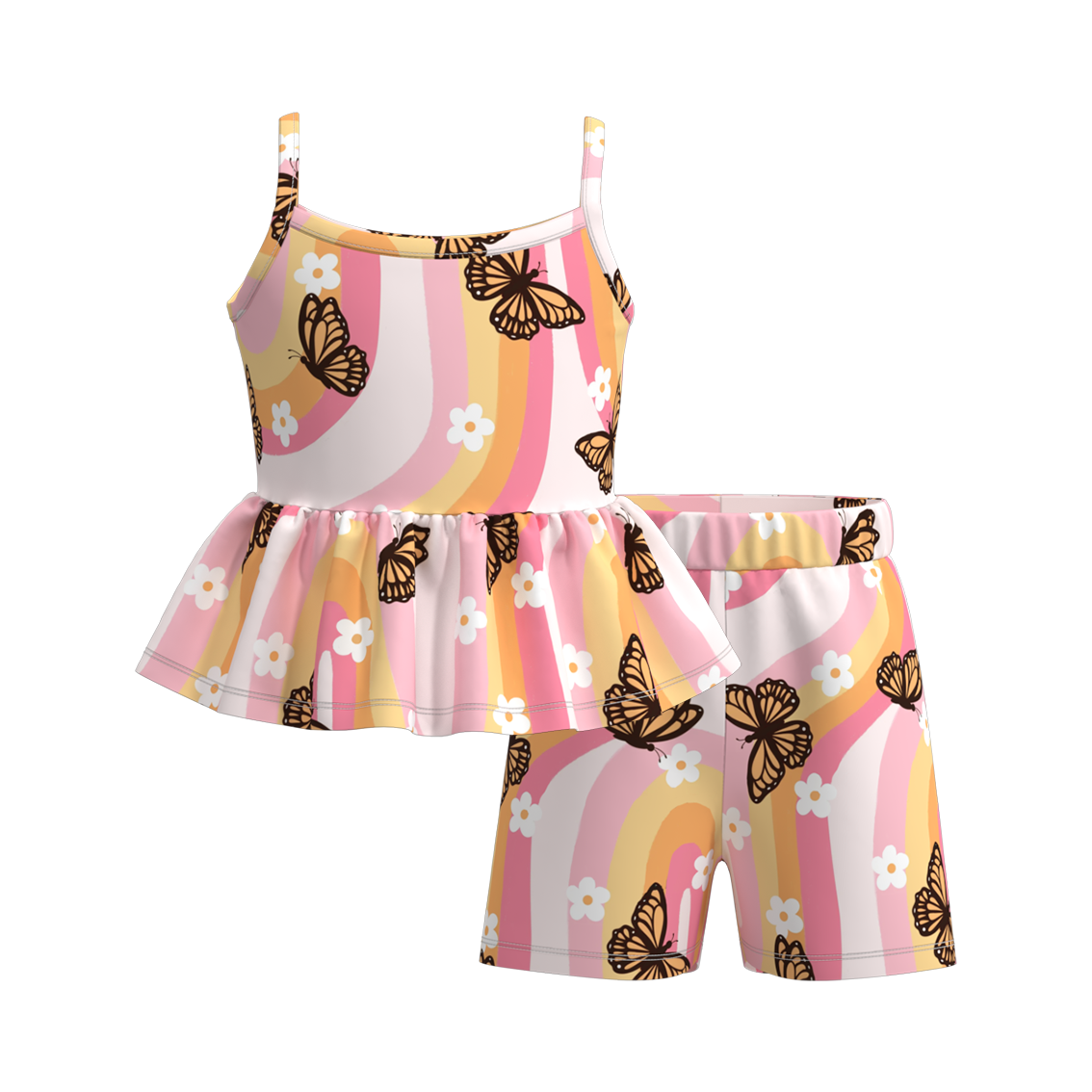 (Pre Order)Girls Summer Ice Cream Print Slip Short Set