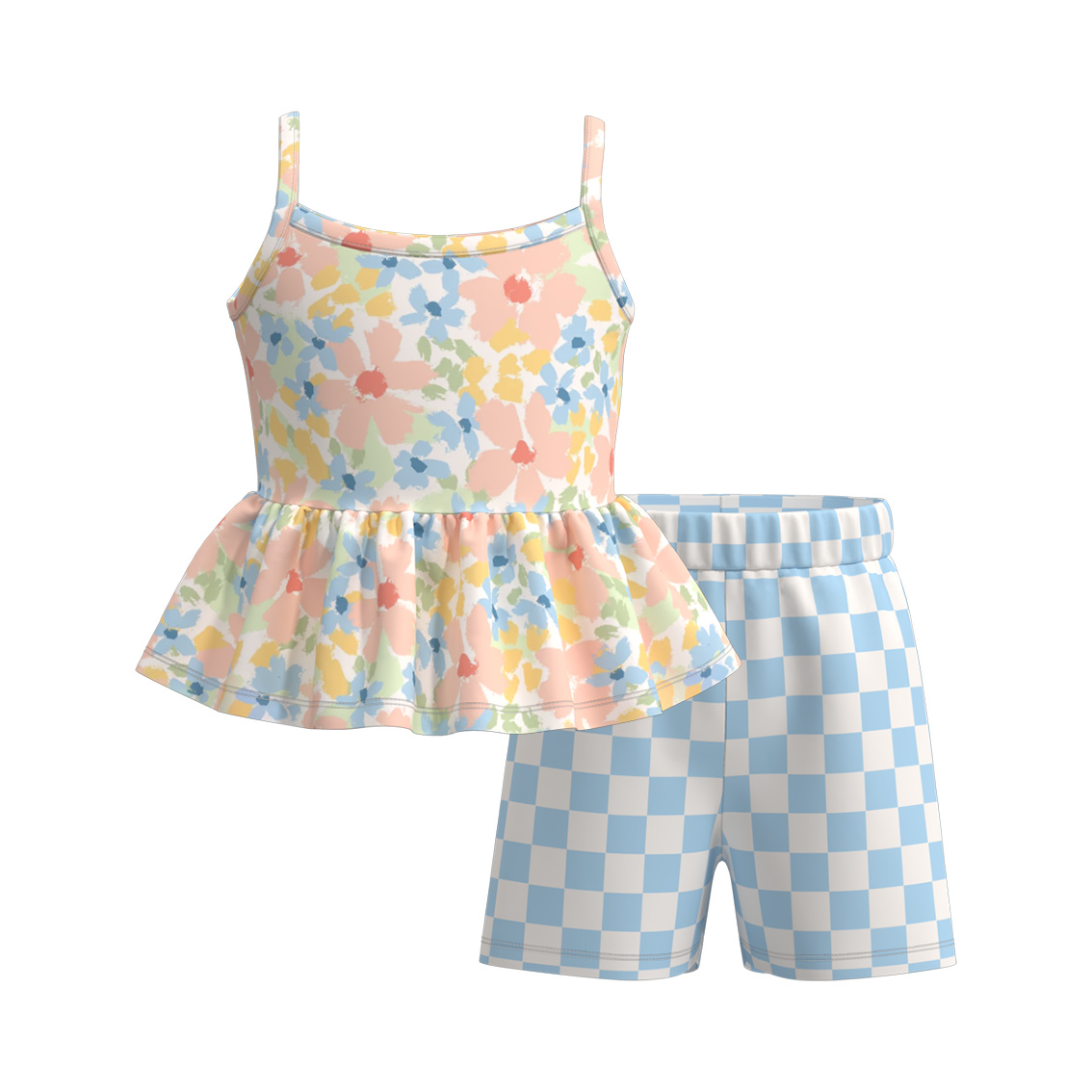 (Pre Order)Girls Summer Ice Cream Print Slip Short Set