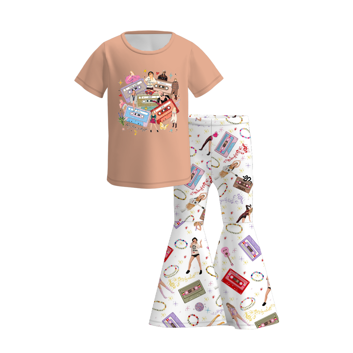 (Pre Order)Girls Summer TS Print Bell Pant Set
