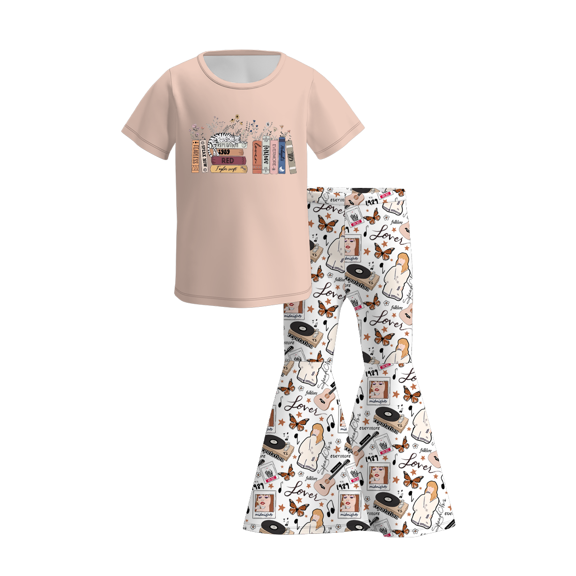 (Pre Order)Girls Summer TS Print Bell Pant Set