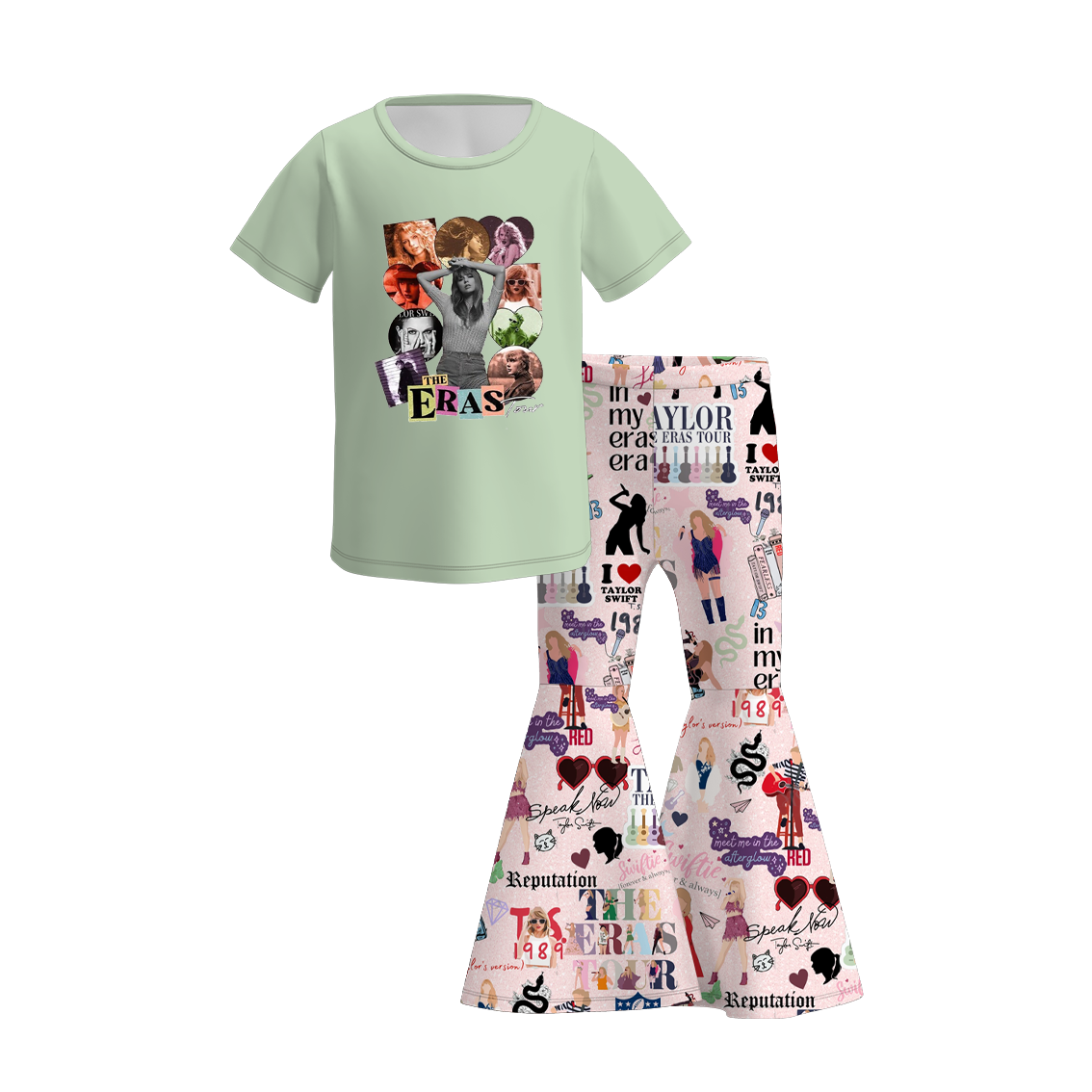 (Pre Order)Girls Summer TS Print Bell Pant Set